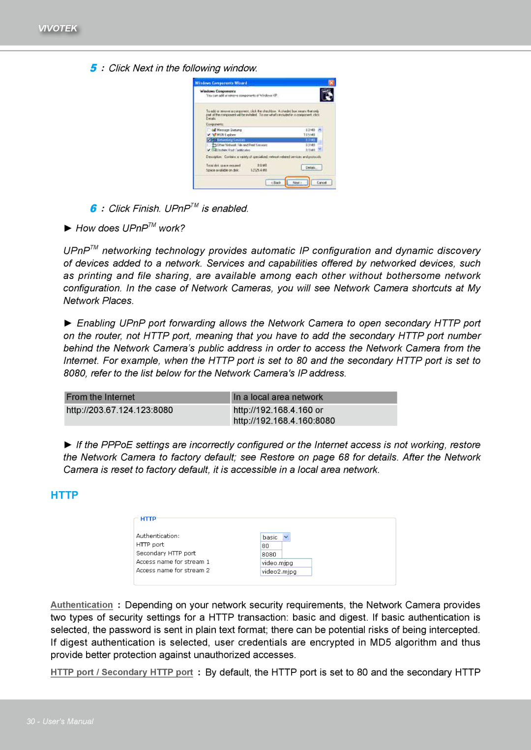 Vivotek IZ7151 user manual Http 