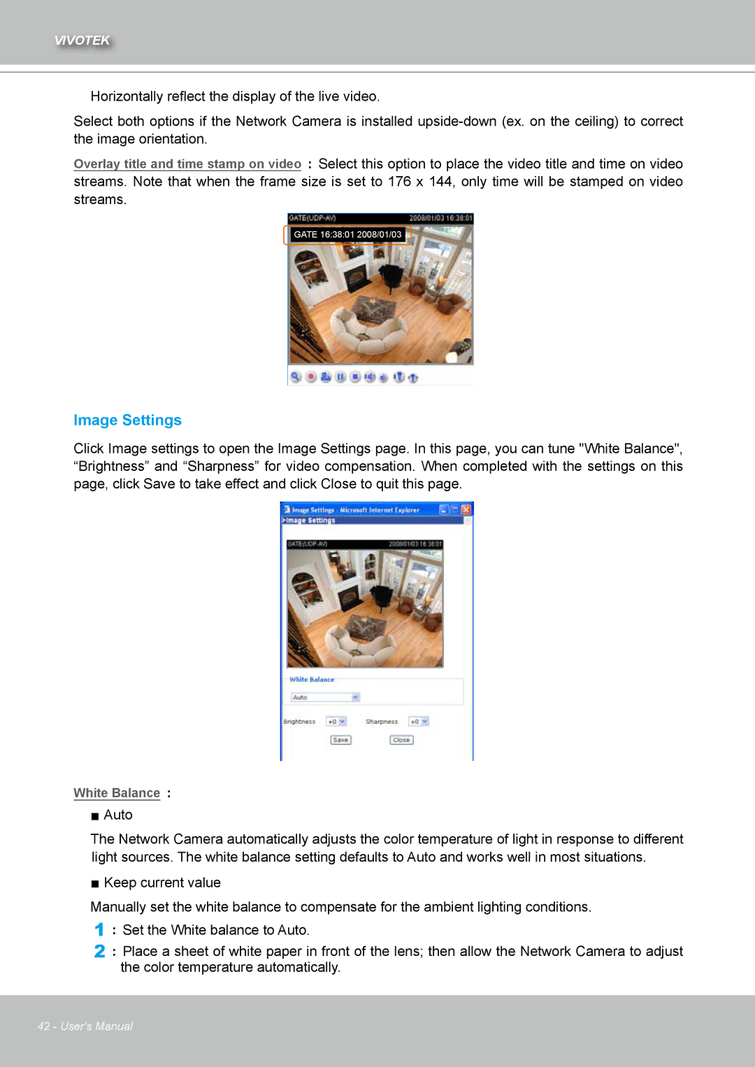 Vivotek IZ7151 user manual Image Settings 