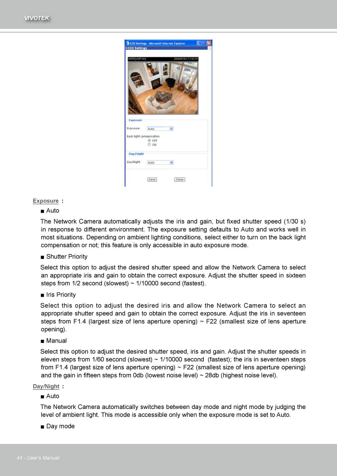 Vivotek IZ7151 user manual Exposure 