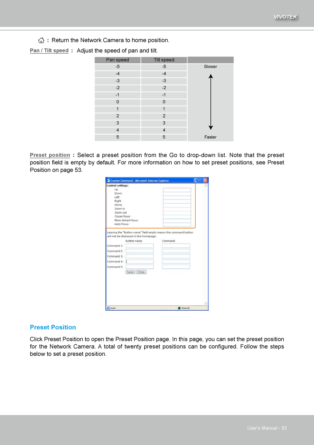 Vivotek IZ7151 user manual Preset Position 