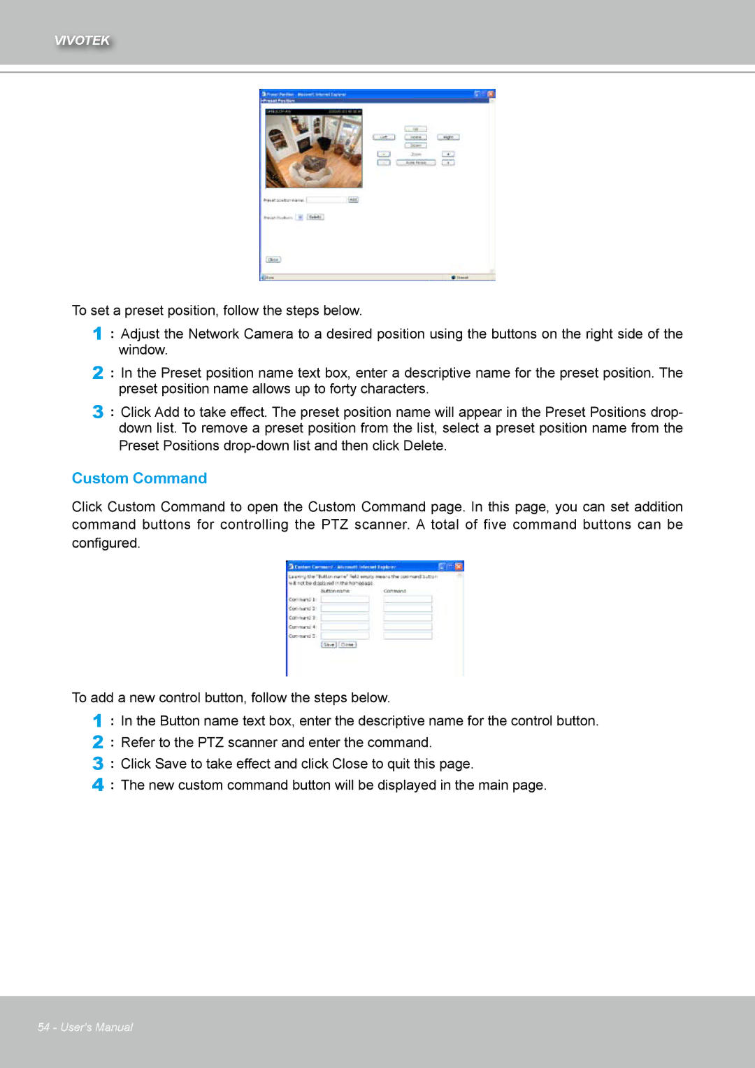 Vivotek IZ7151 user manual Custom Command 