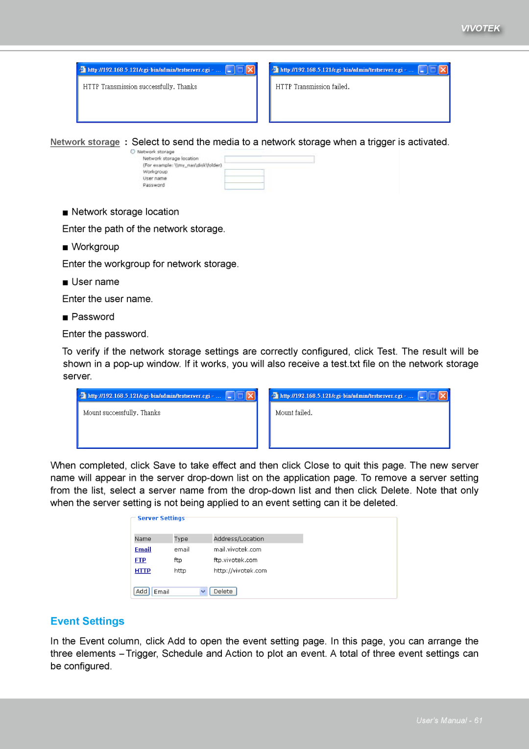 Vivotek IZ7151 user manual Event Settings 