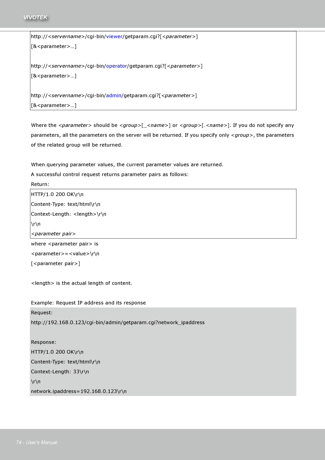 Vivotek IZ7151 user manual Parameter pair 