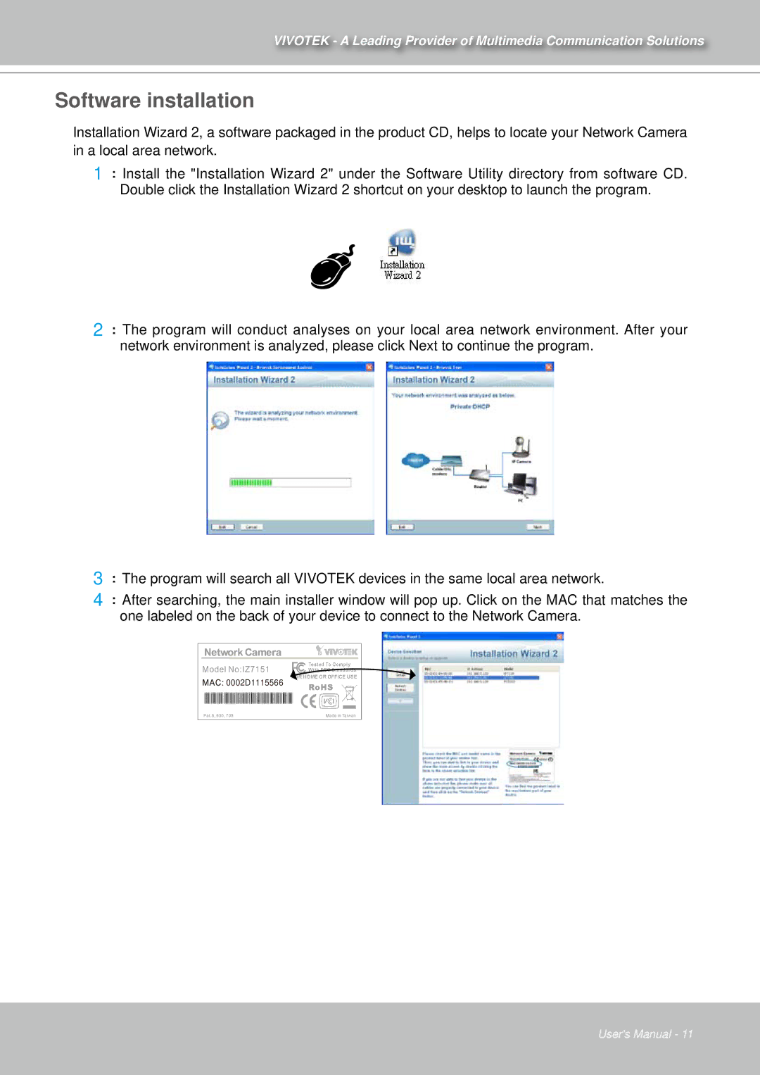 Vivotek IZ7151 user manual Software installation 