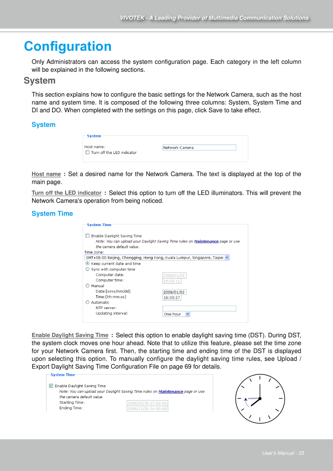 Vivotek IZ7151 user manual System Time 