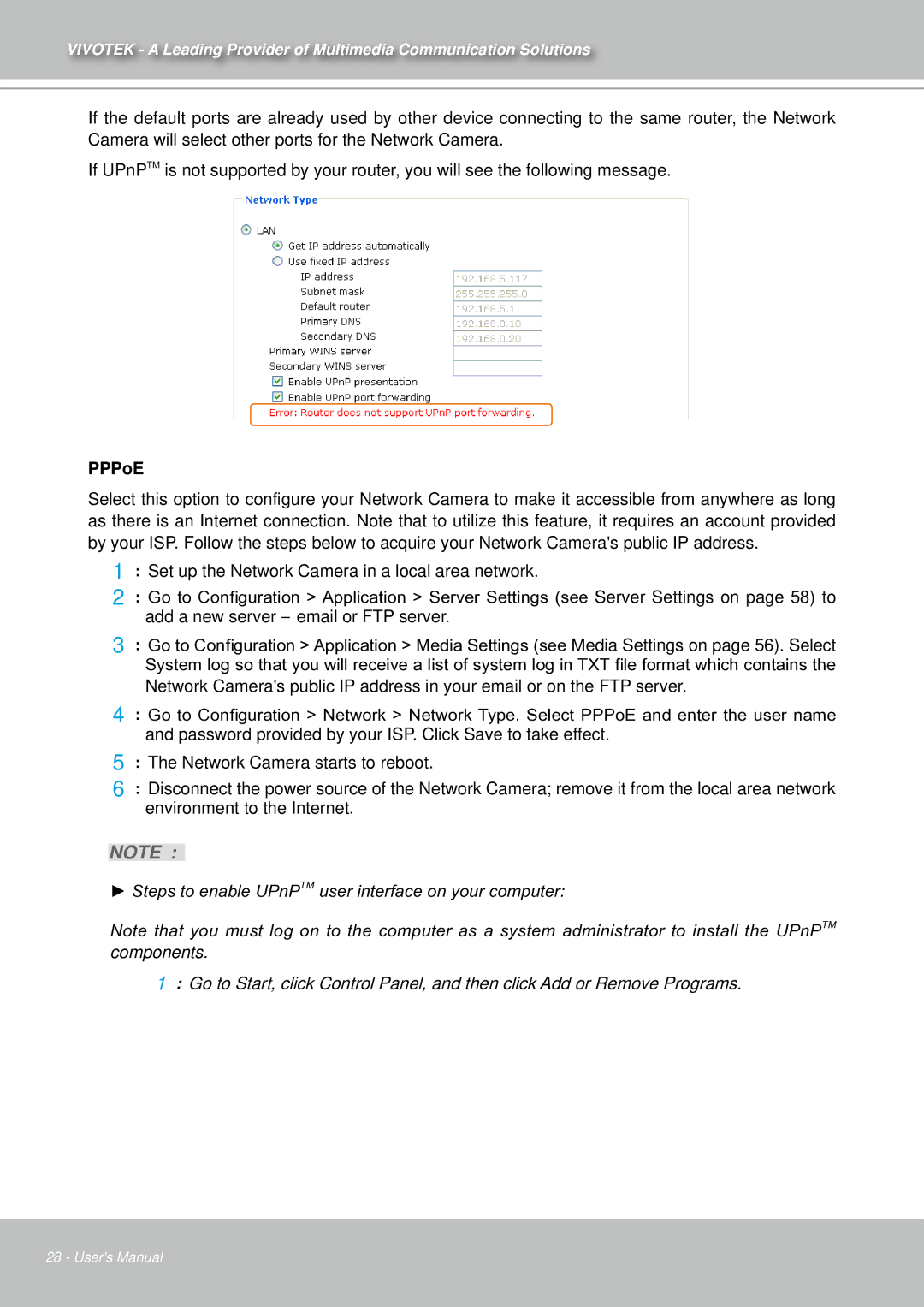 Vivotek IZ7151 user manual PPPoE 