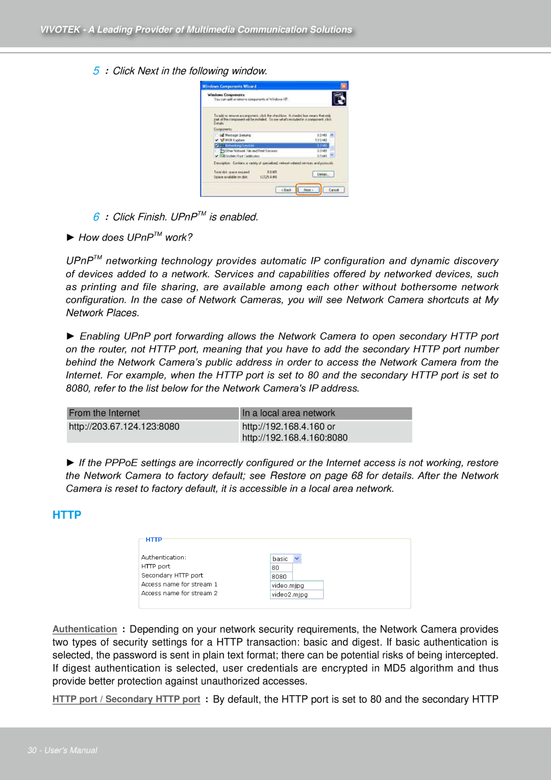 Vivotek IZ7151 user manual Http 