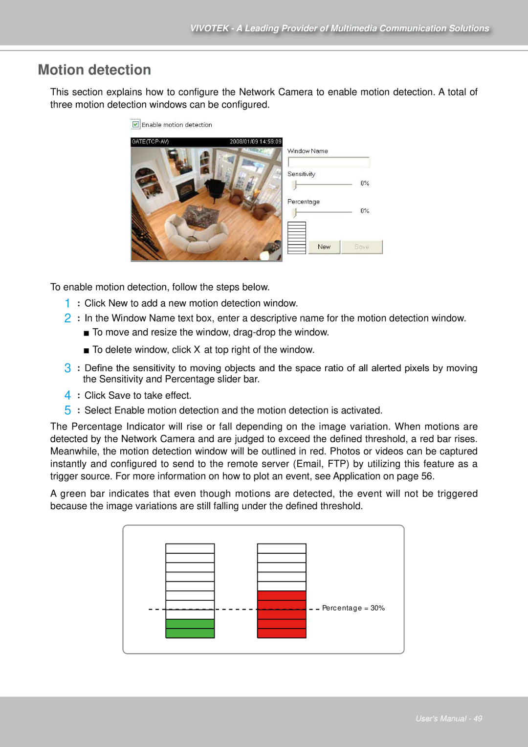 Vivotek IZ7151 user manual Motion detection 