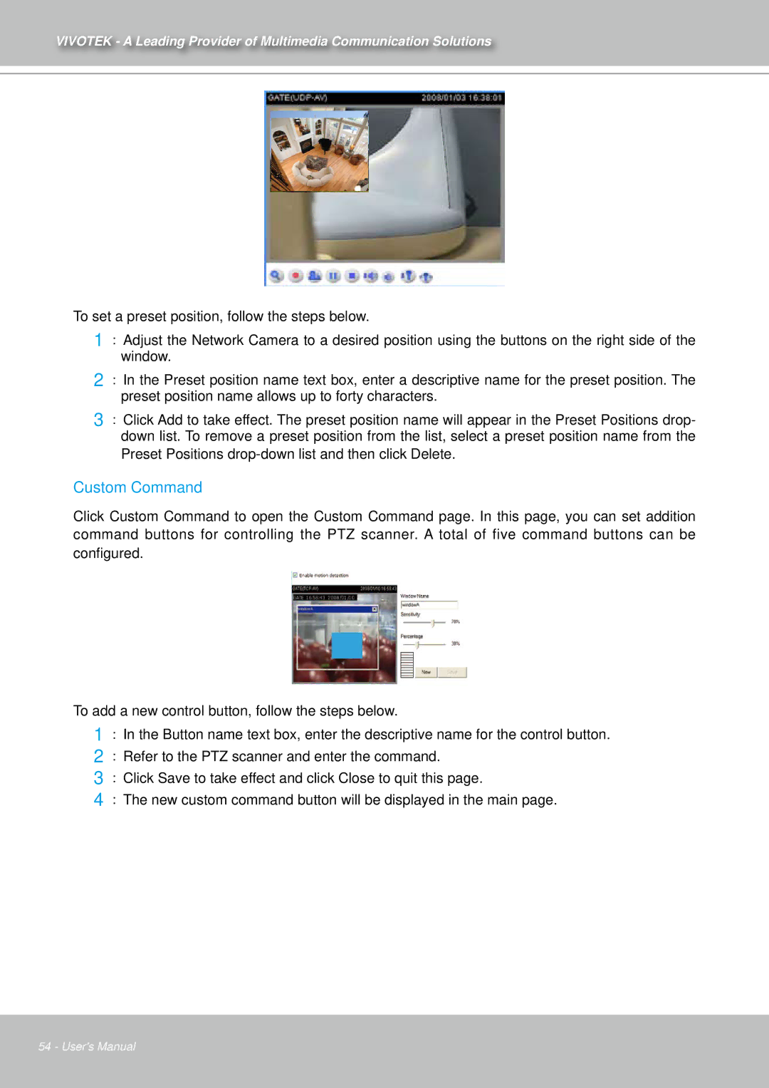 Vivotek IZ7151 user manual Custom Command 