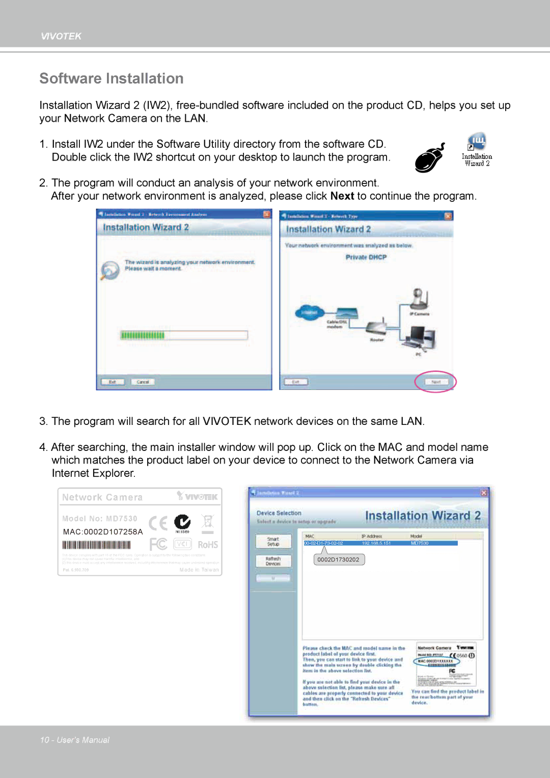 Vivotek MD7530, 7530D manual Software Installation, RoHS 