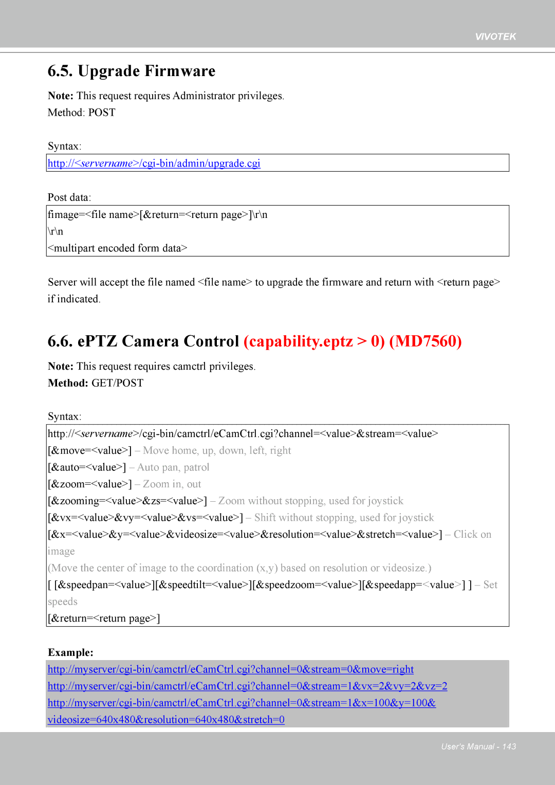 Vivotek 7530D, MD7530 manual Upgrade Firmware, Method Post Syntax 