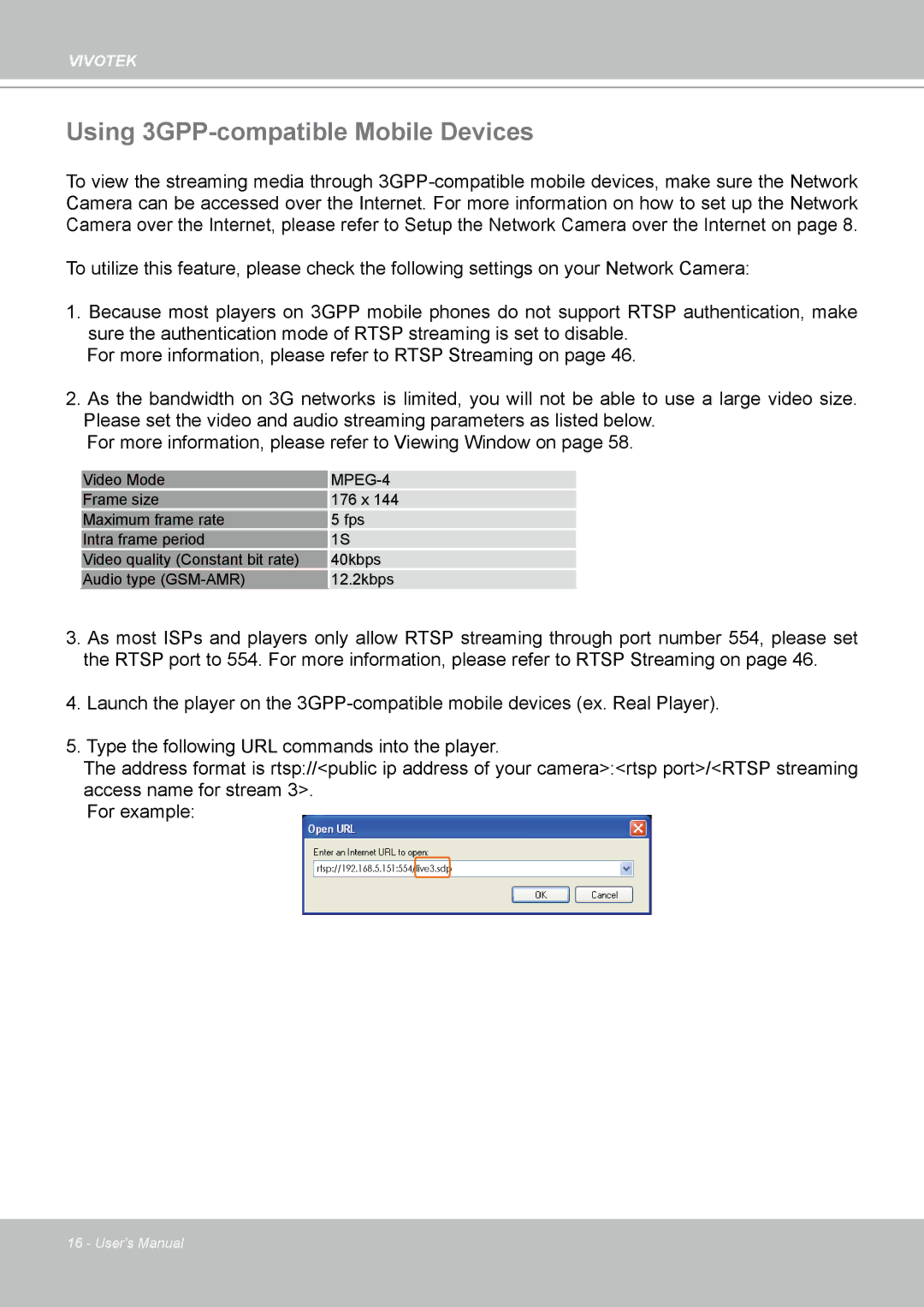 Vivotek MD7530, 7530D manual Using 3GPP-compatible Mobile Devices, MPEG-4 