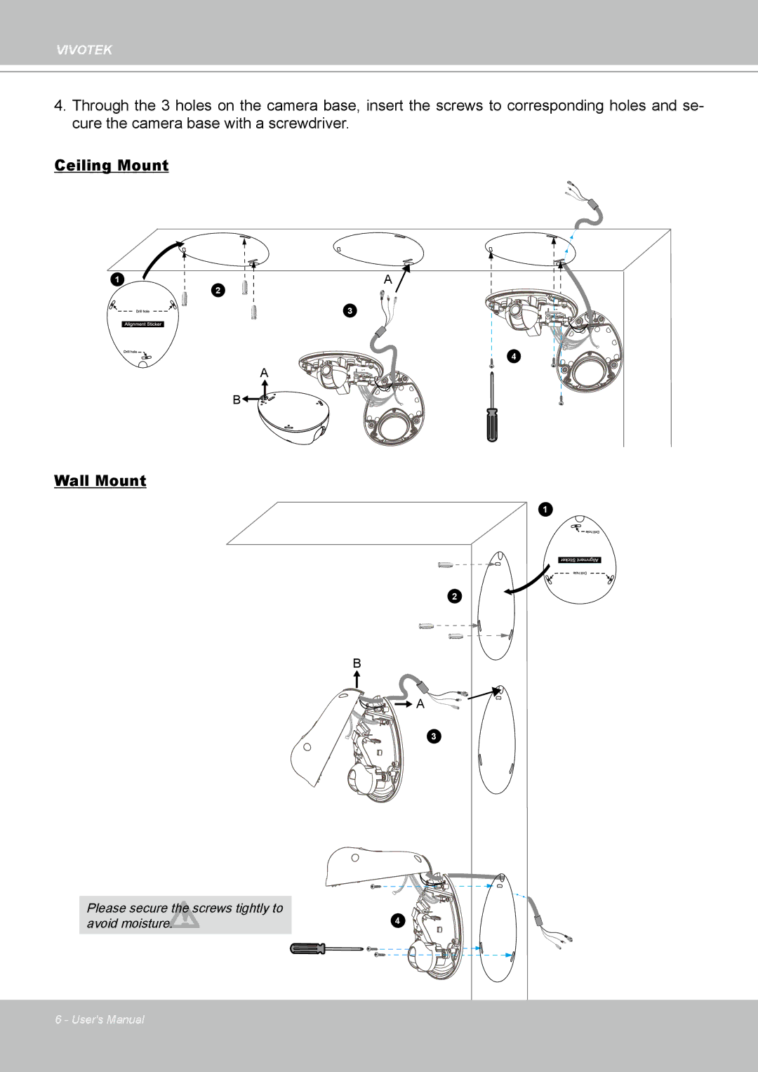 Vivotek MD7530, 7530D manual Ceiling Mount Wall Mount 