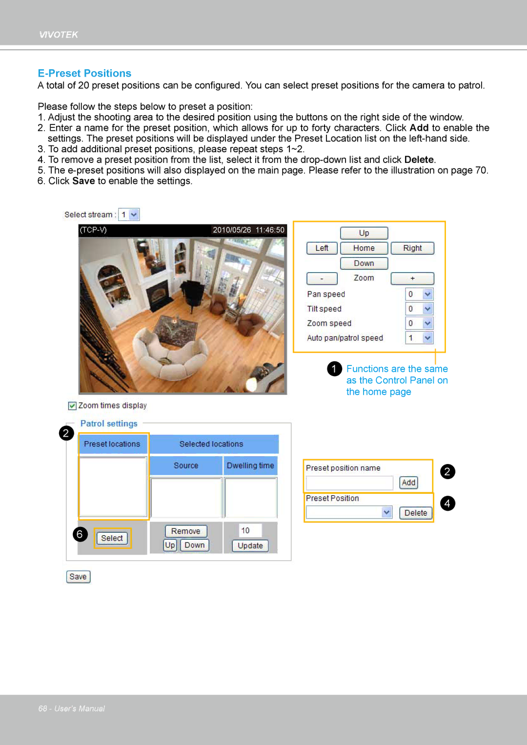 Vivotek MD7530, 7530D manual Preset Positions 