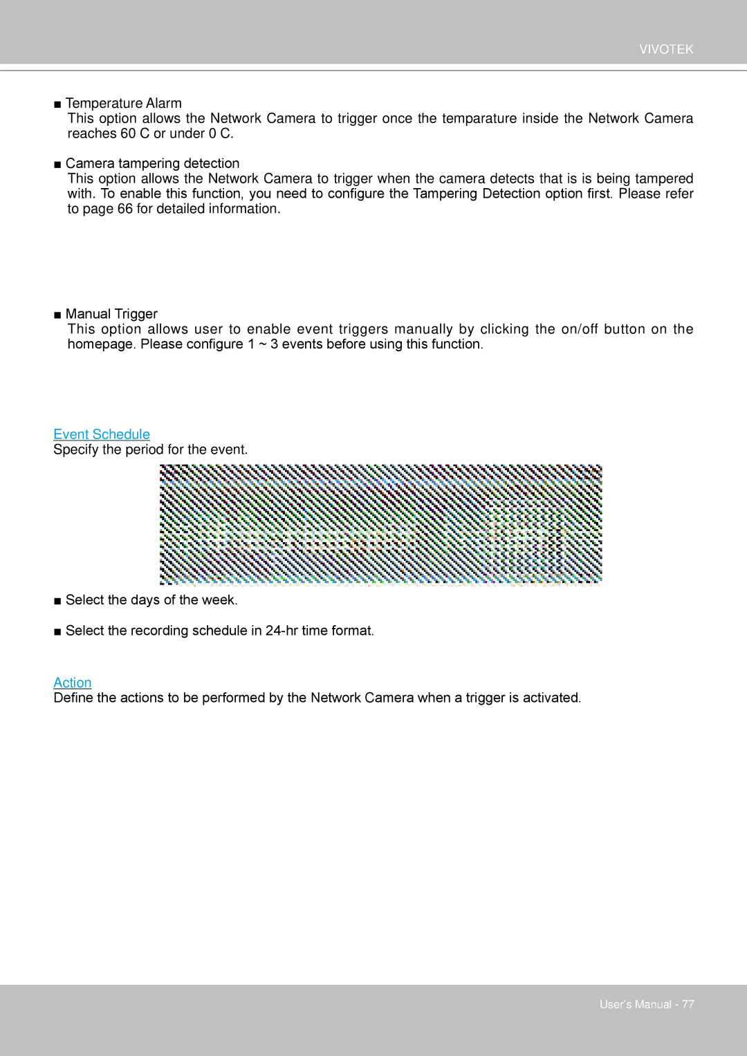 Vivotek 7530D, MD7530 manual Event Schedule 