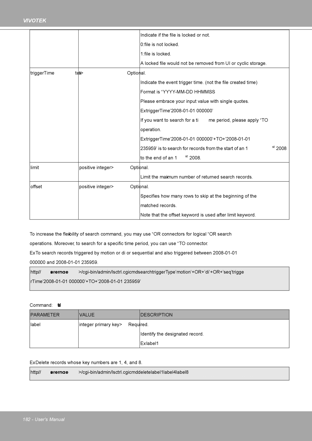 Vivotek MD8562, 8562D manual Indicate if the file is locked or not 