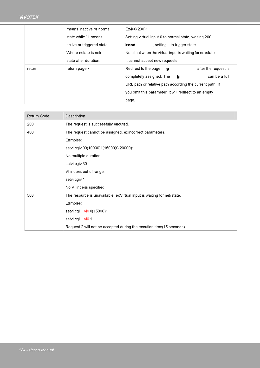 Vivotek MD8562, 8562D manual Completely assigned. The return page can be a full 