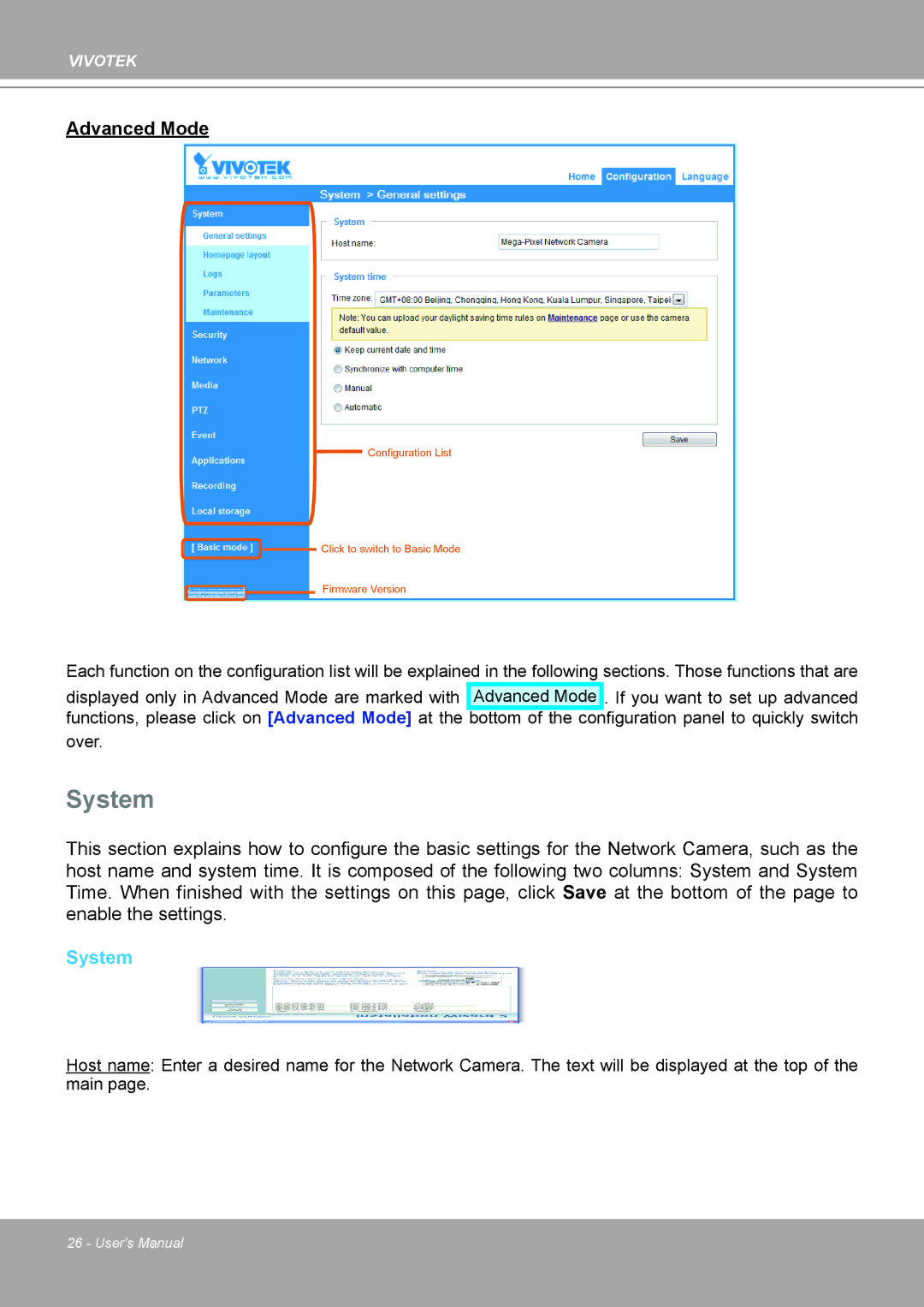 Vivotek MD8562, 8562D manual System 