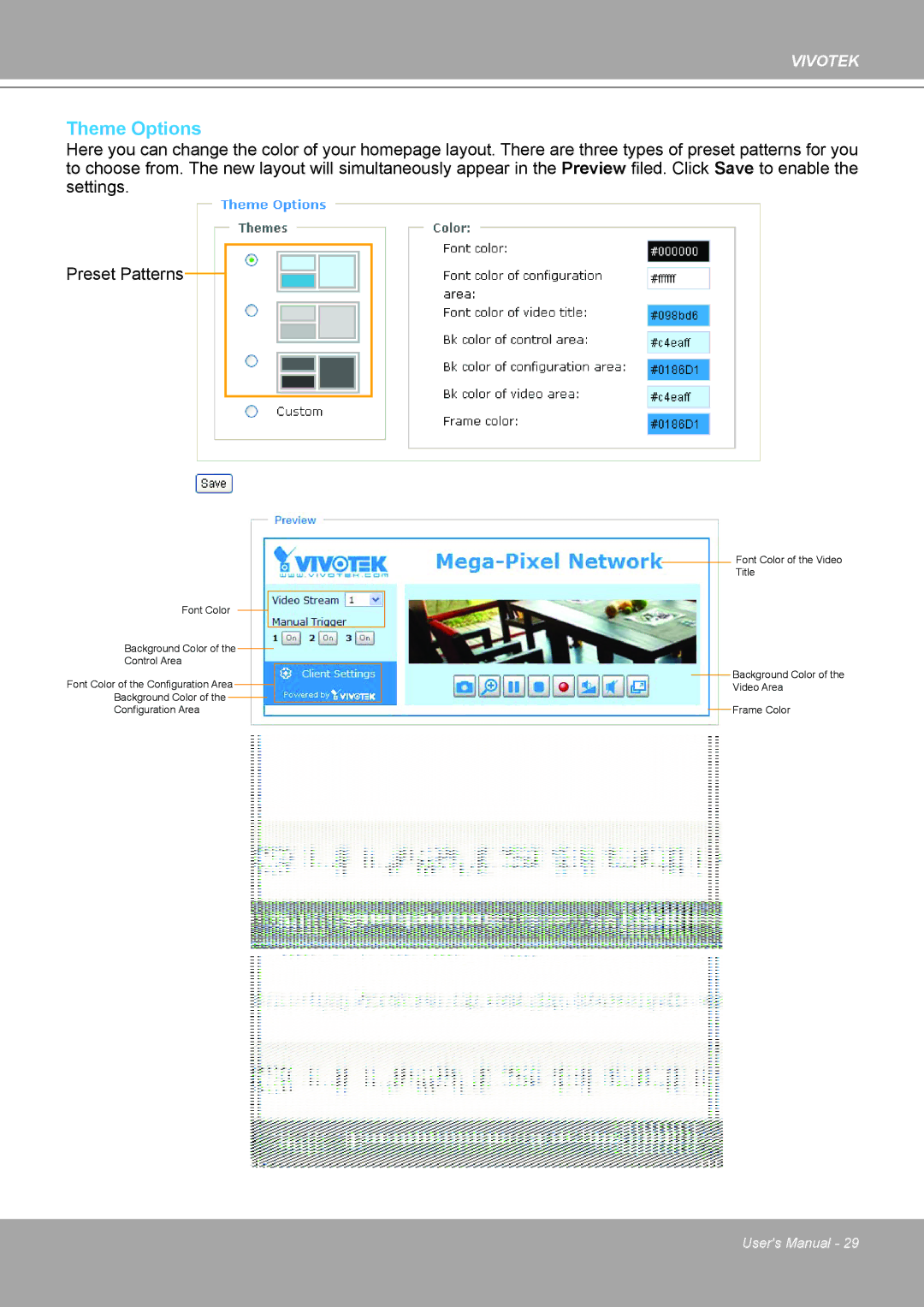 Vivotek 8562D, MD8562 manual Theme Options 