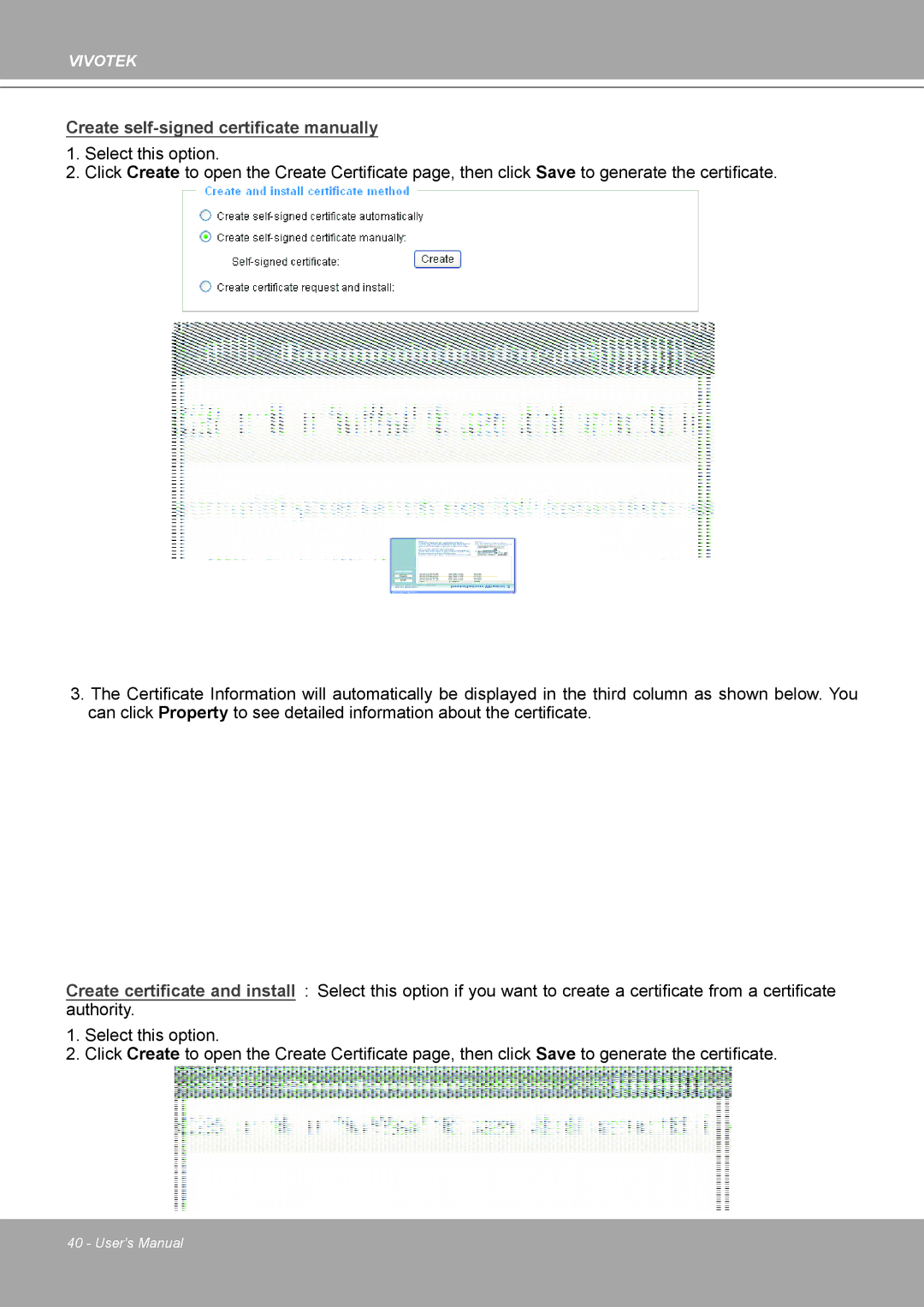 Vivotek MD8562, 8562D Create self-signed certificate manually 