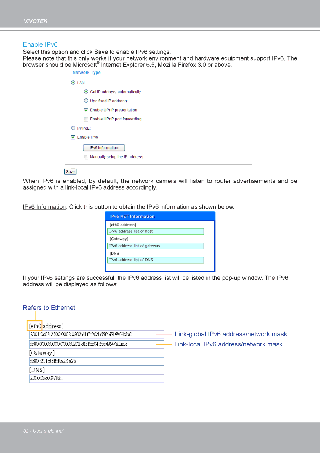 Vivotek MD8562, 8562D manual Enable IPv6 