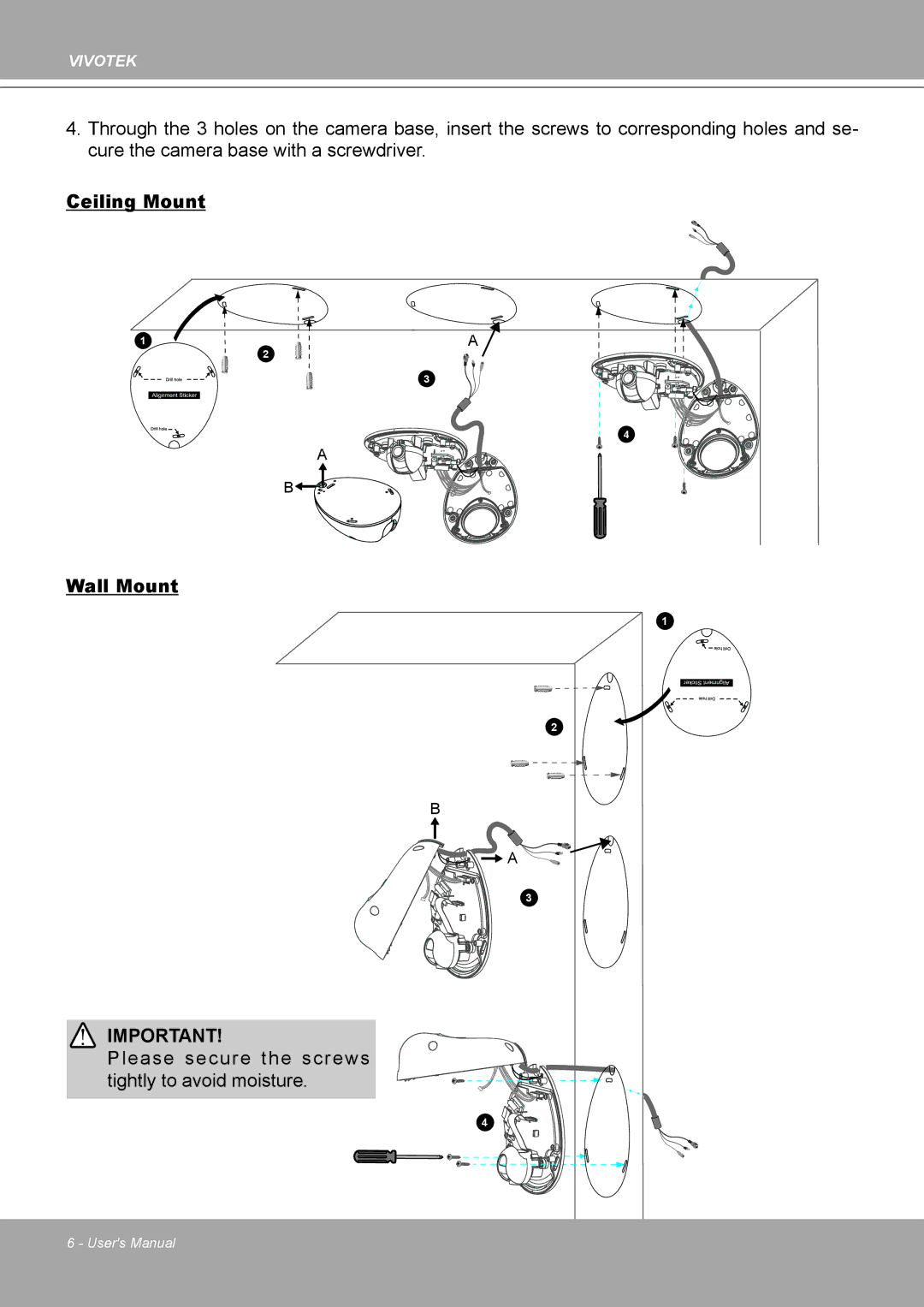 Vivotek MD8562, 8562D manual Ceiling Mount Wall Mount 