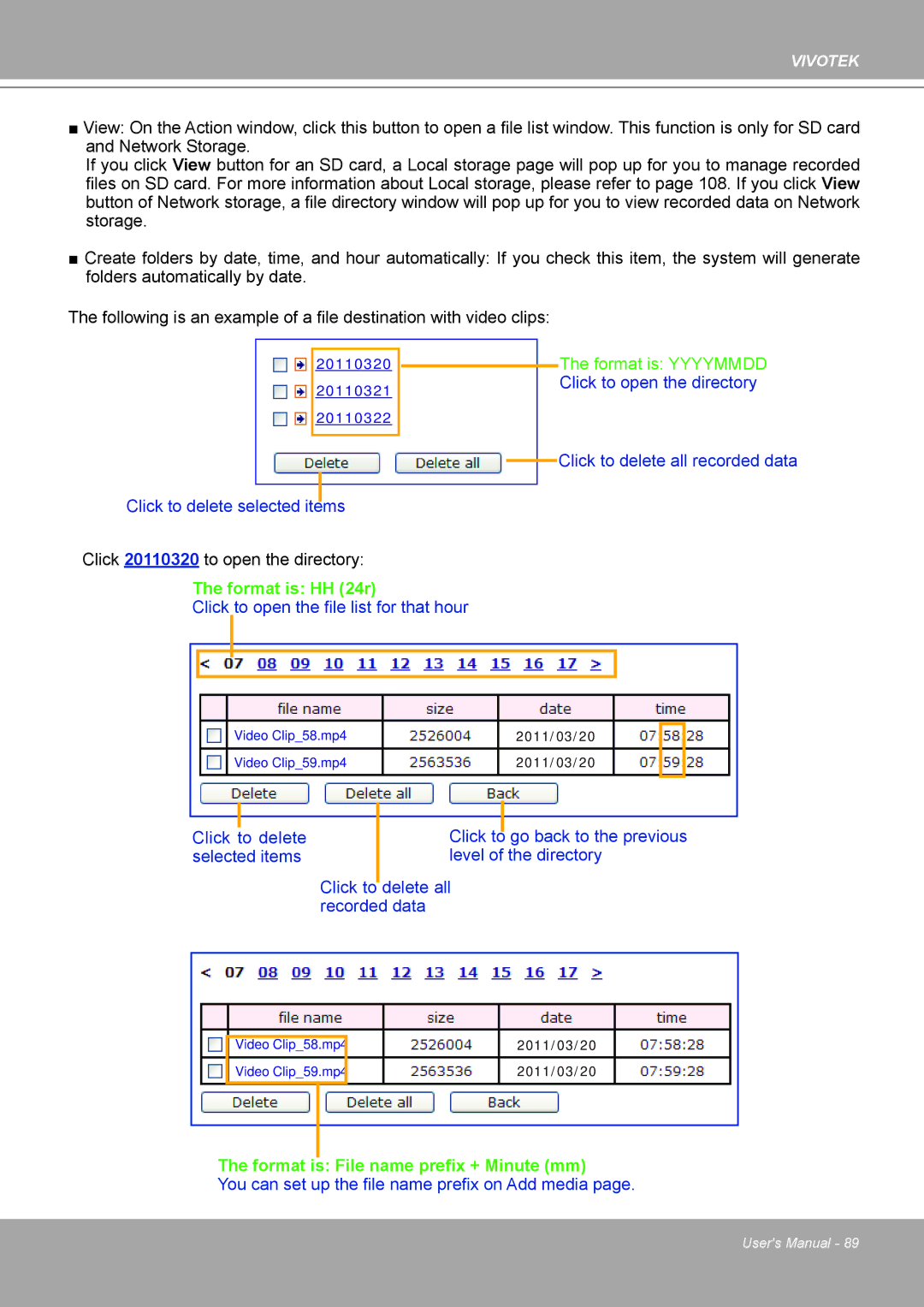 Vivotek 8562D, MD8562 manual Format is HH 24r 