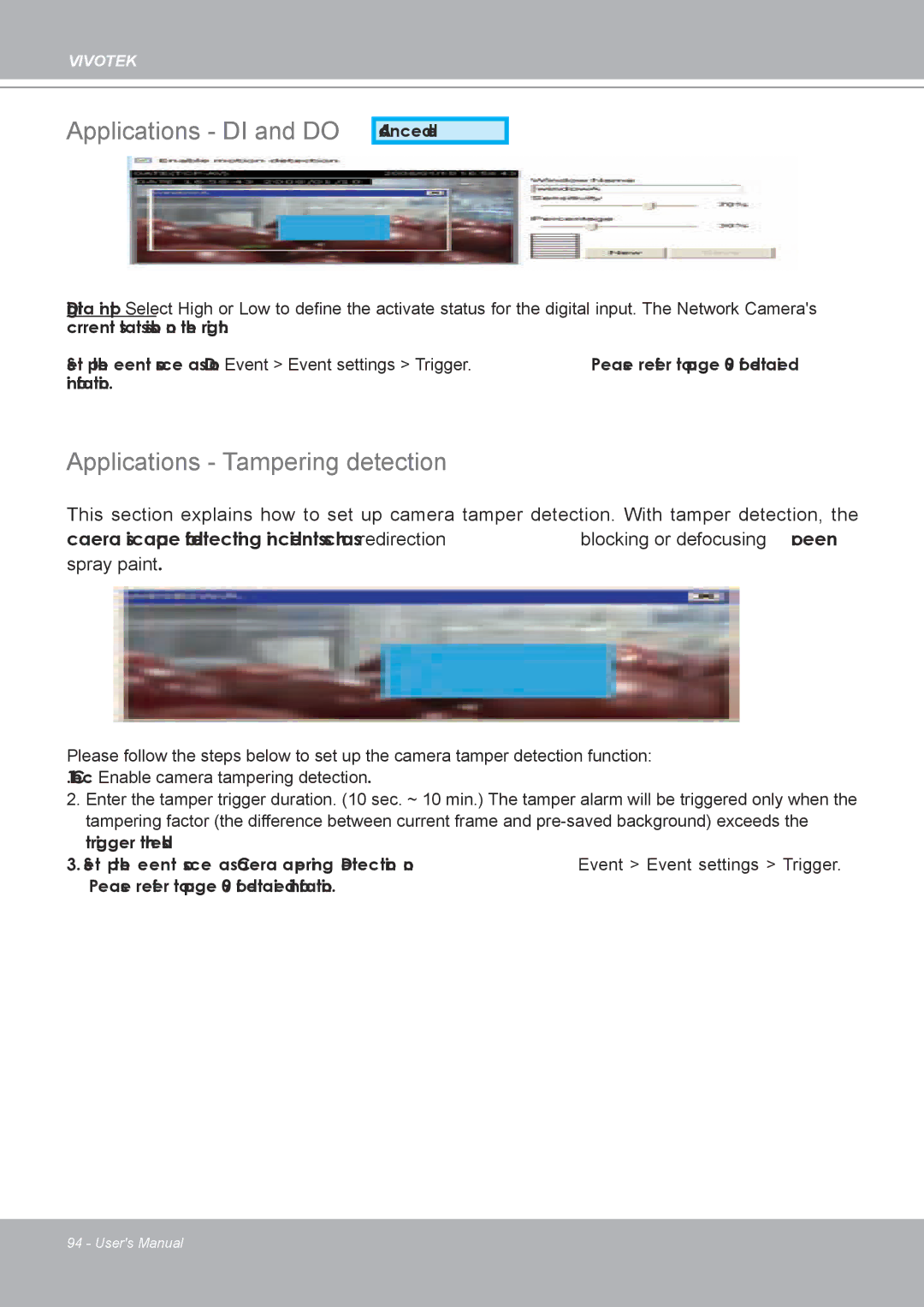 Vivotek MD8562, 8562D manual Applications DI and do, Applications Tampering detection 