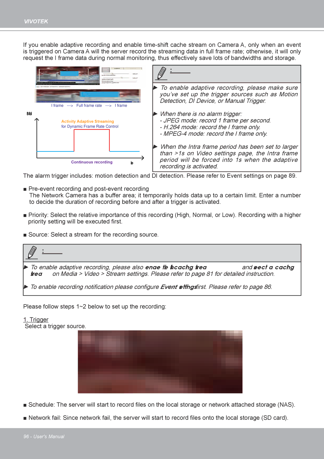 Vivotek MD8562, 8562D manual To enable adaptive recording, please make sure 