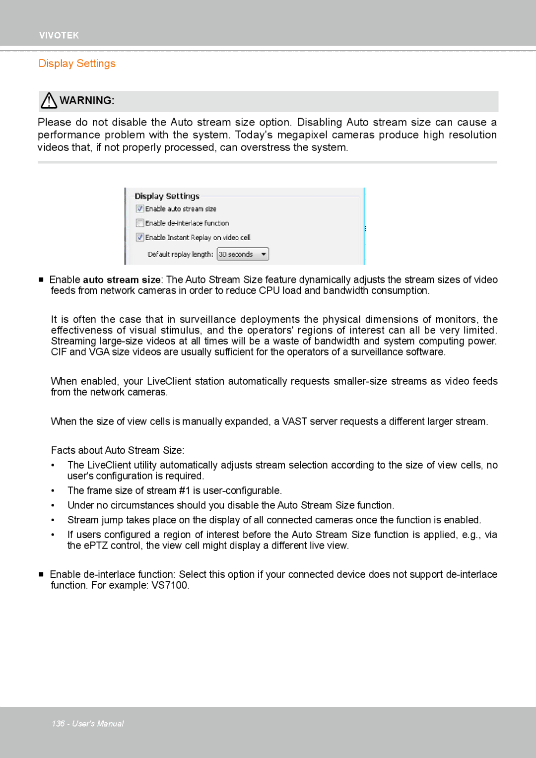 Vivotek ND4801 user manual Display Settings 