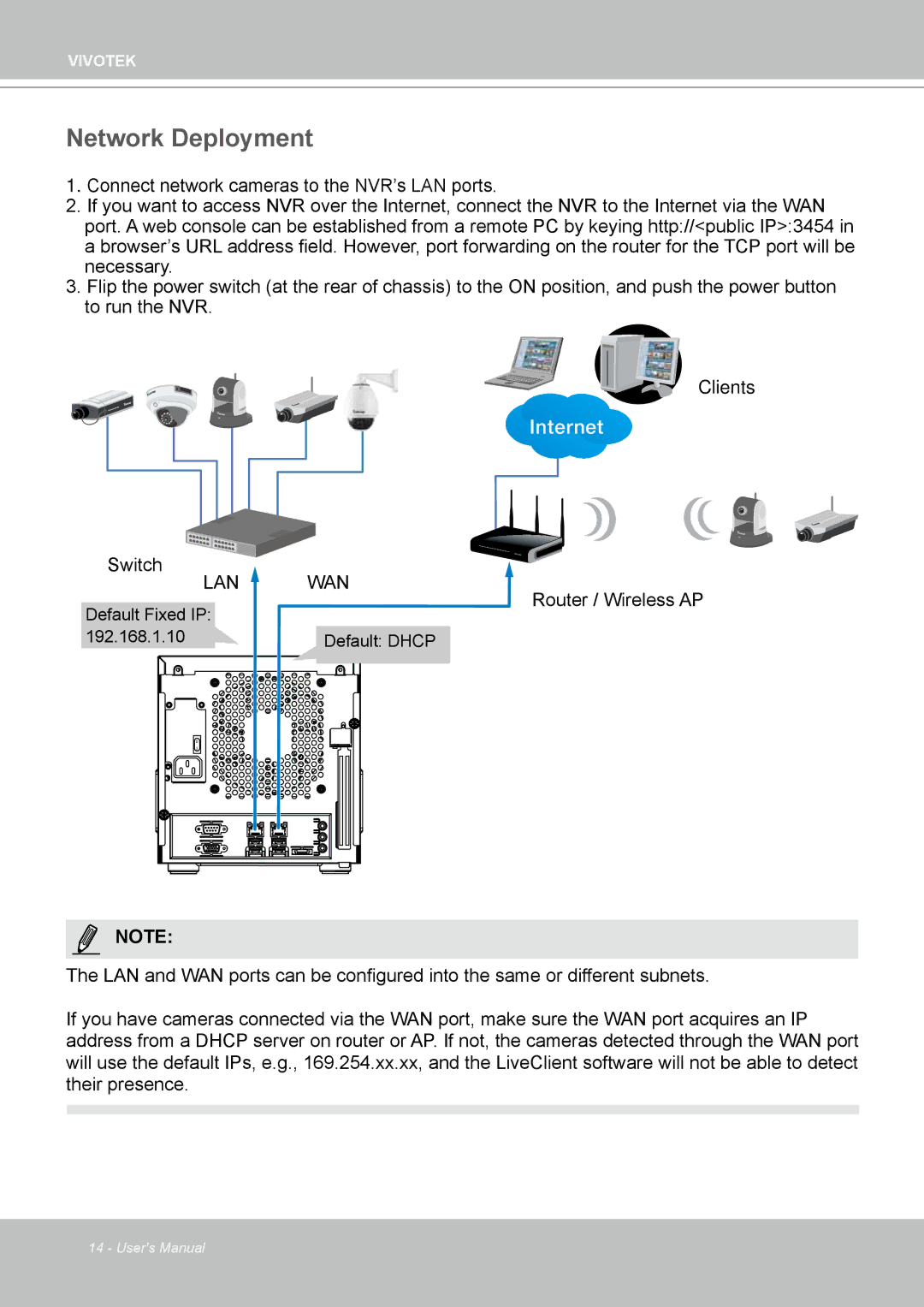 Vivotek ND4801 user manual Network Deployment, Internet 