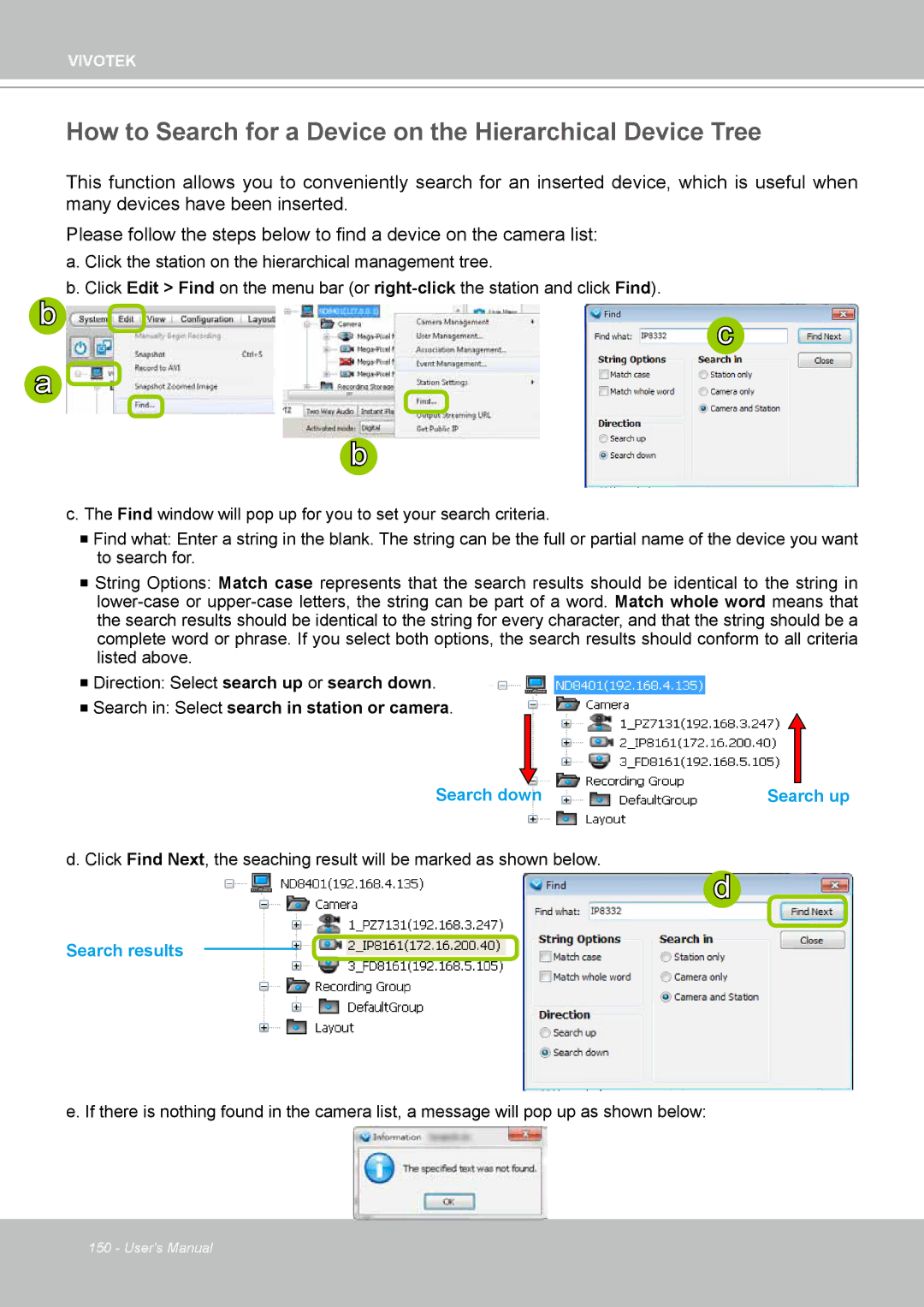 Vivotek ND4801 user manual How to Search for a Device on the Hierarchical Device Tree 