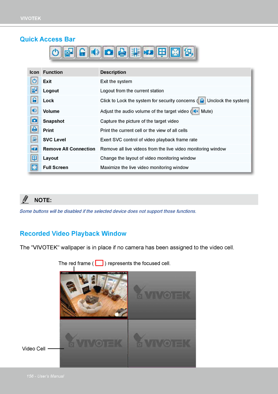 Vivotek ND4801 user manual Quick Access Bar, Recorded Video Playback Window 