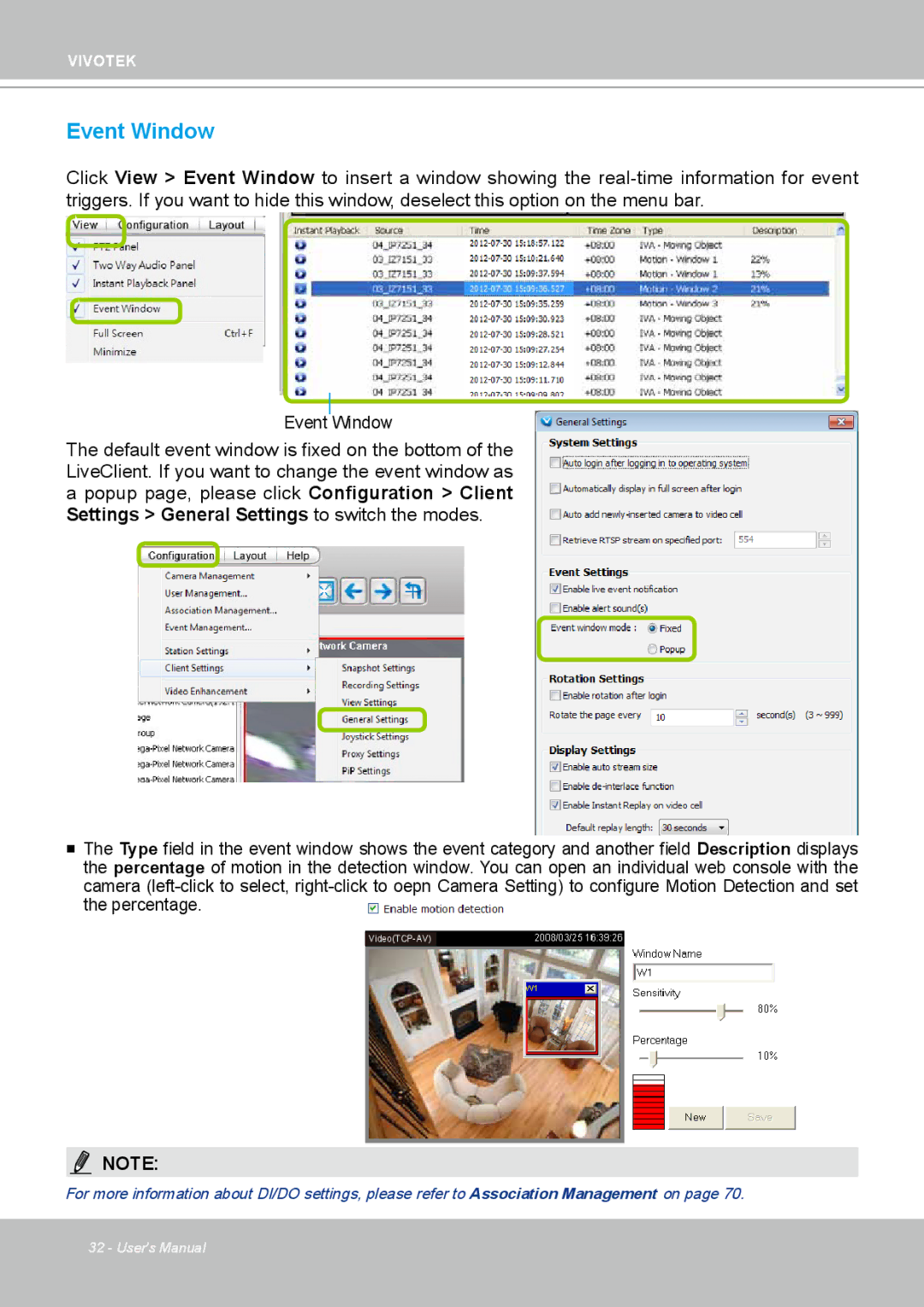 Vivotek ND4801 user manual Event Window 