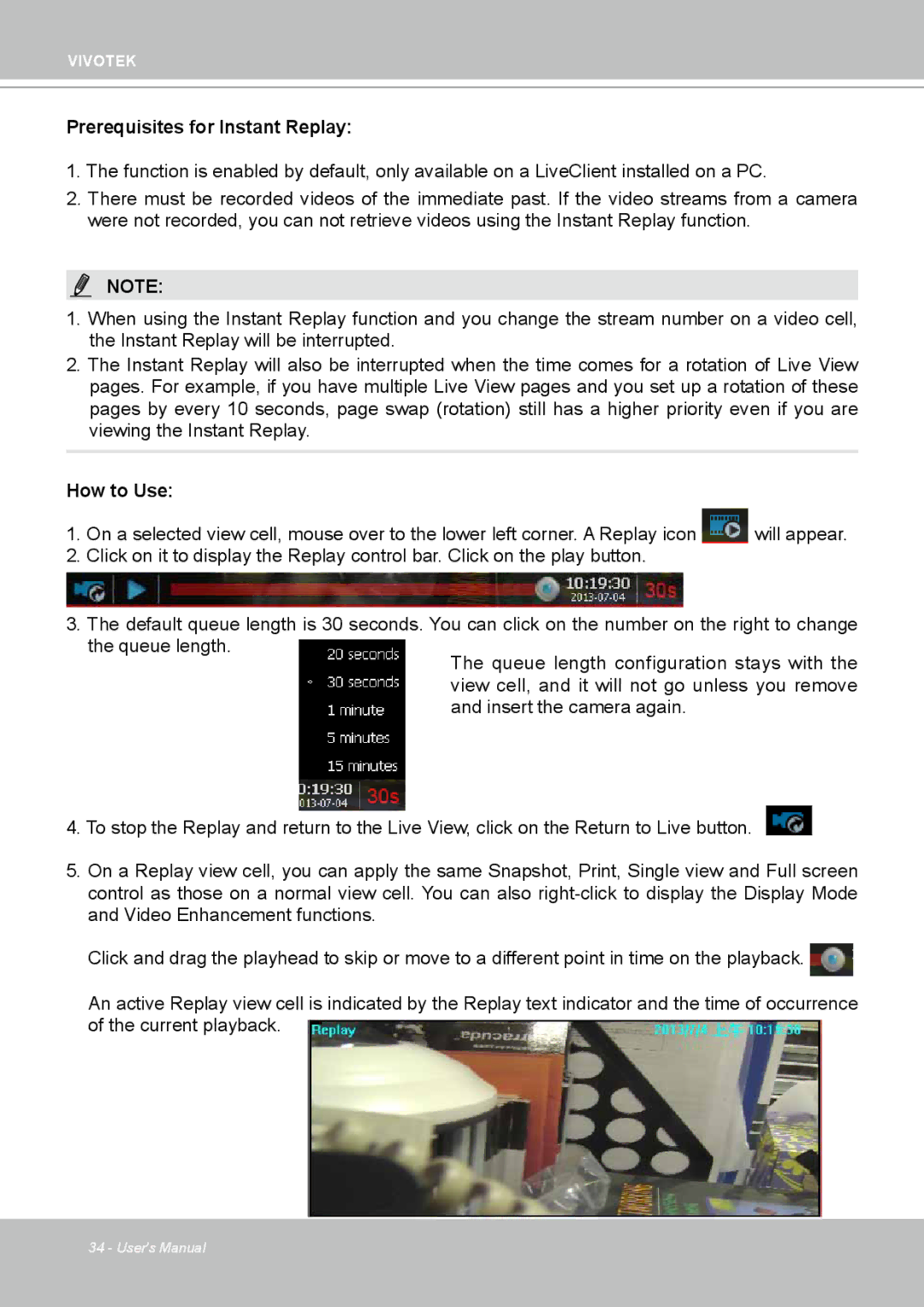 Vivotek ND4801 user manual Prerequisites for Instant Replay 