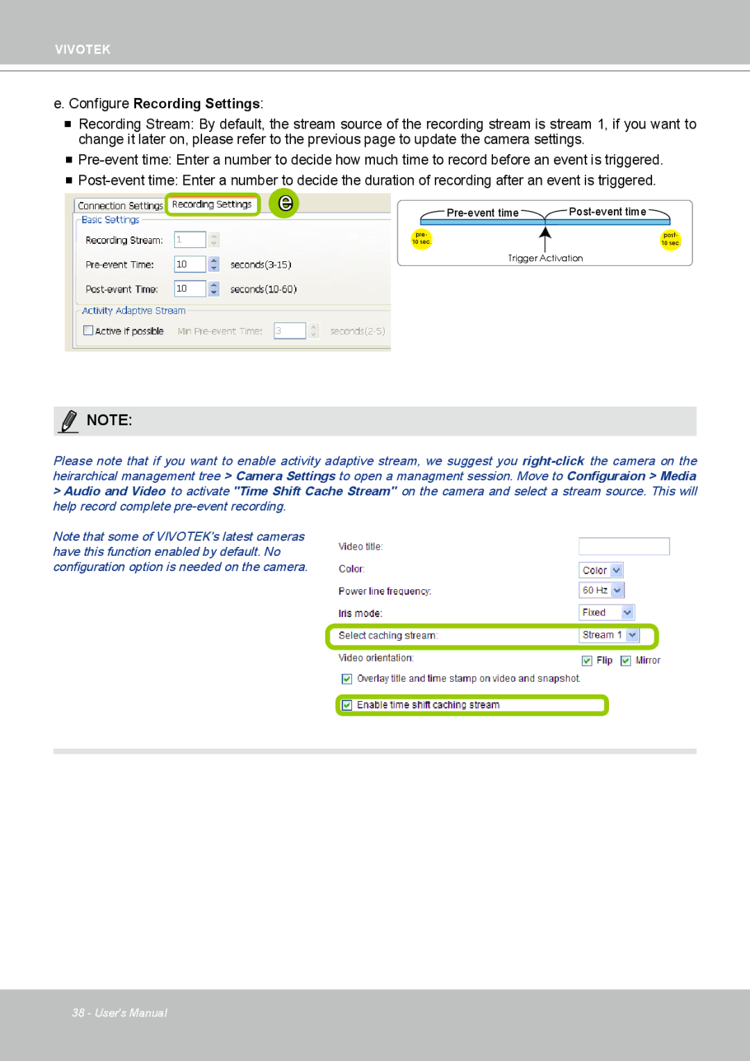 Vivotek ND4801 user manual Configure Recording Settings 