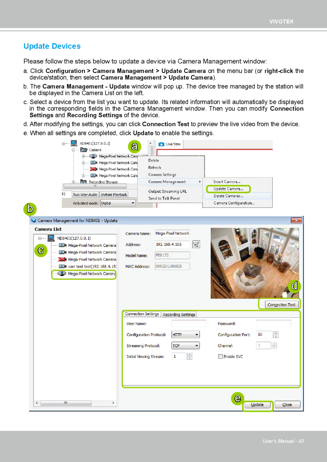 Vivotek ND4801 user manual Update Devices 