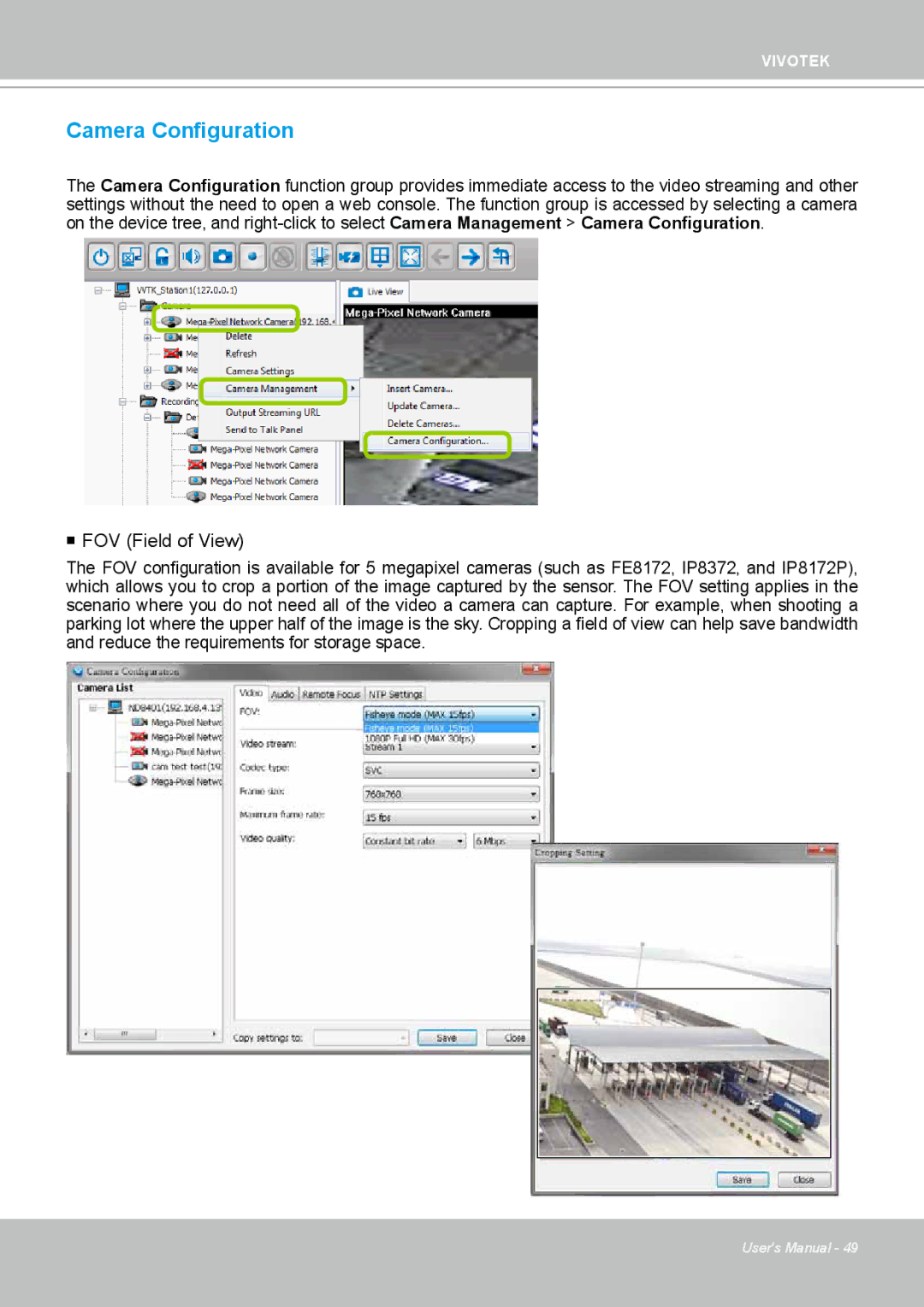 Vivotek ND4801 user manual Camera Configuration,  FOV Field of View 