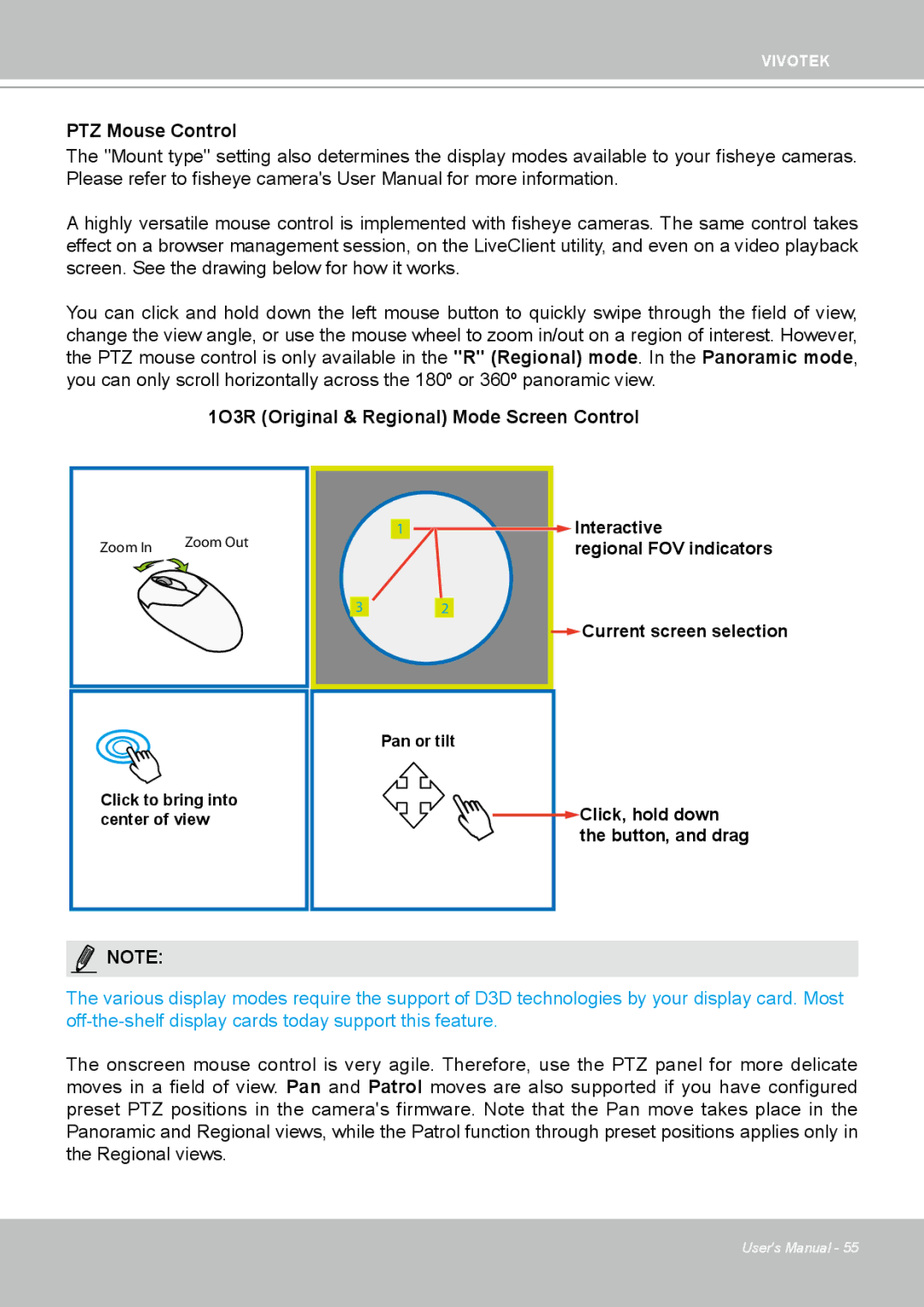 Vivotek ND4801 user manual PTZ Mouse Control 