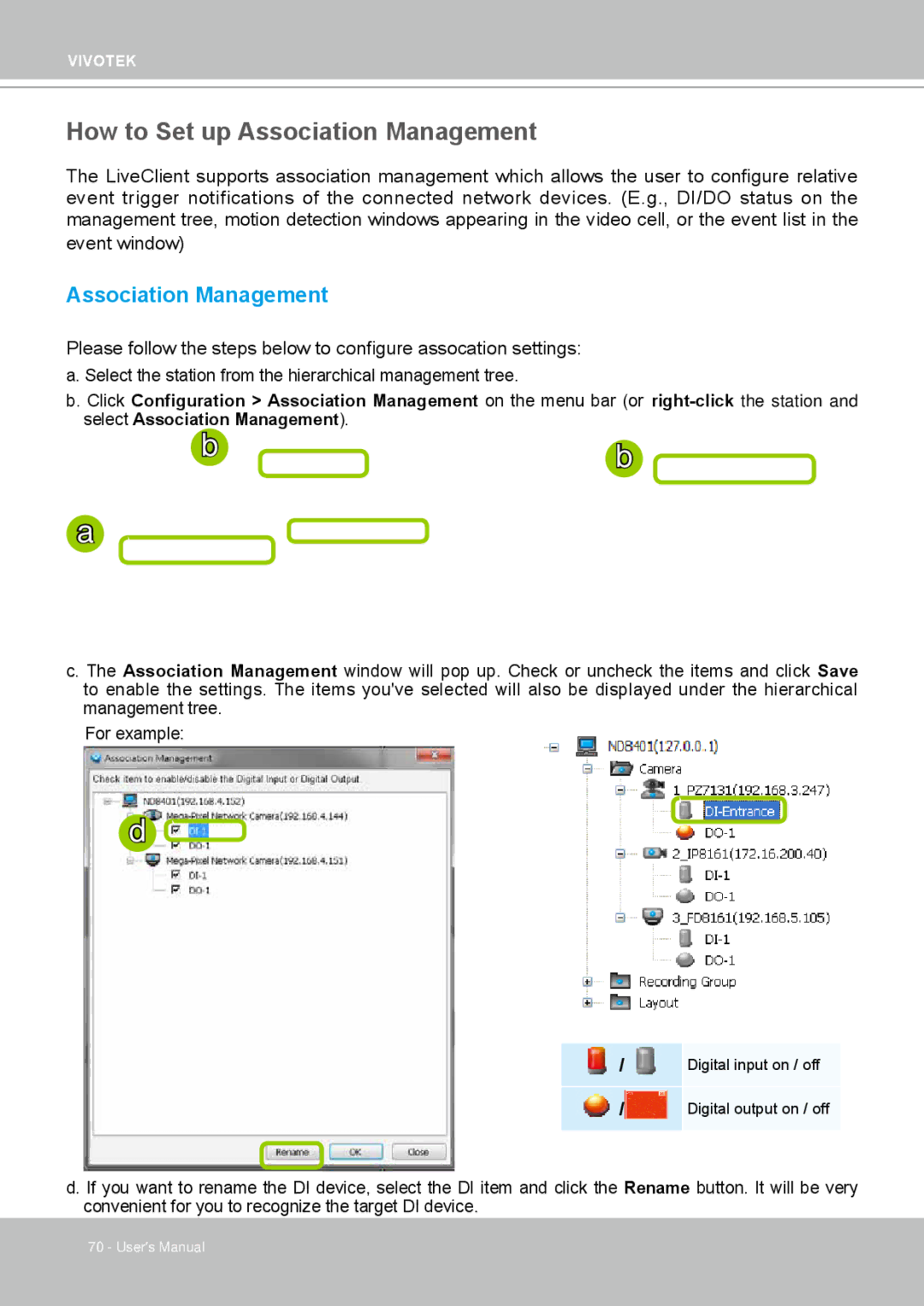 Vivotek ND4801 user manual How to Set up Association Management 