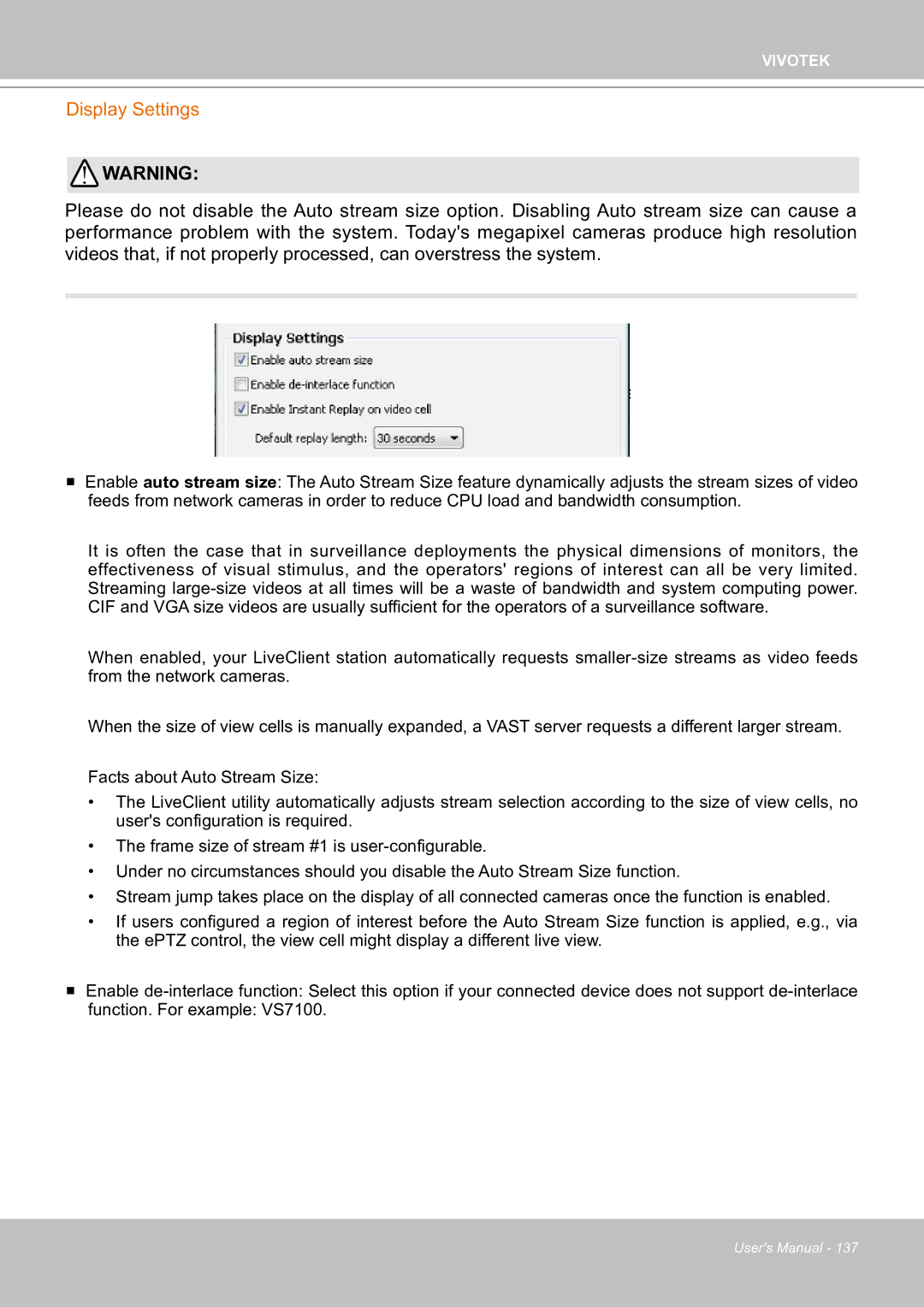 Vivotek ND8301 user manual Display Settings 