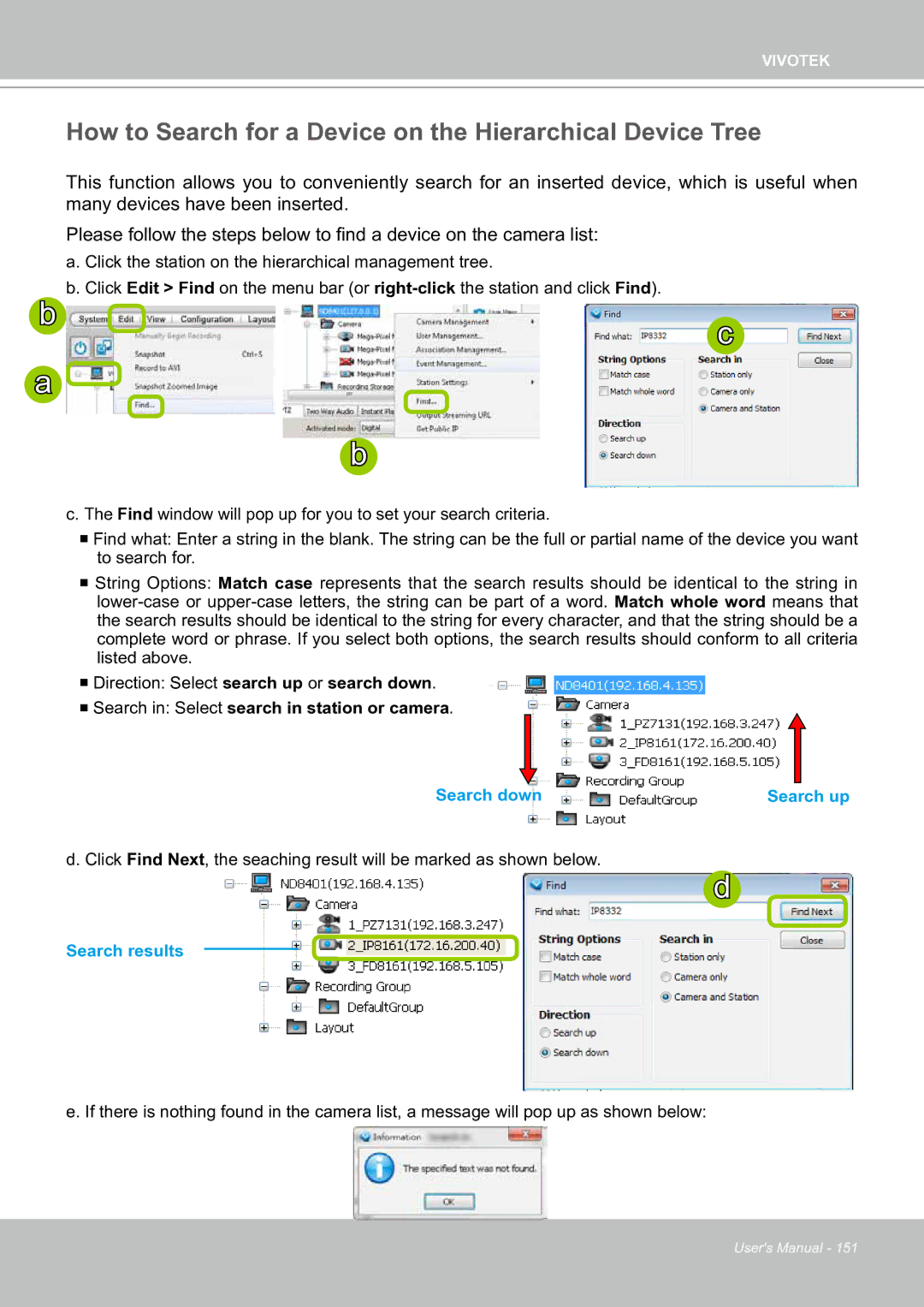 Vivotek ND8301 user manual How to Search for a Device on the Hierarchical Device Tree 