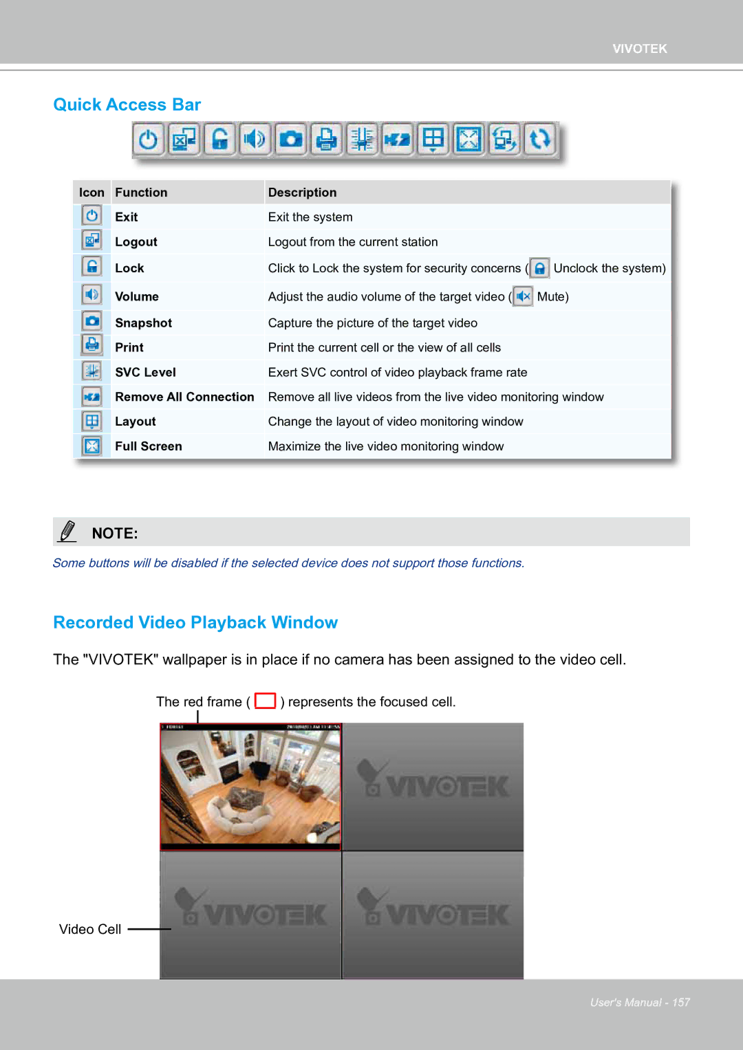 Vivotek ND8301 user manual Quick Access Bar, Recorded Video Playback Window 