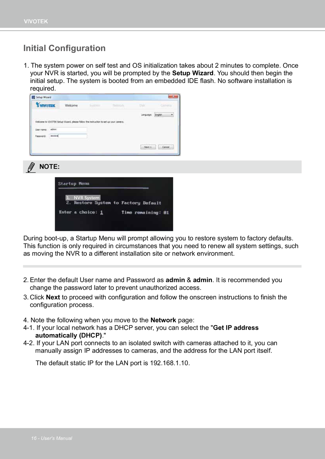 Vivotek ND8301 user manual Initial Configuration 