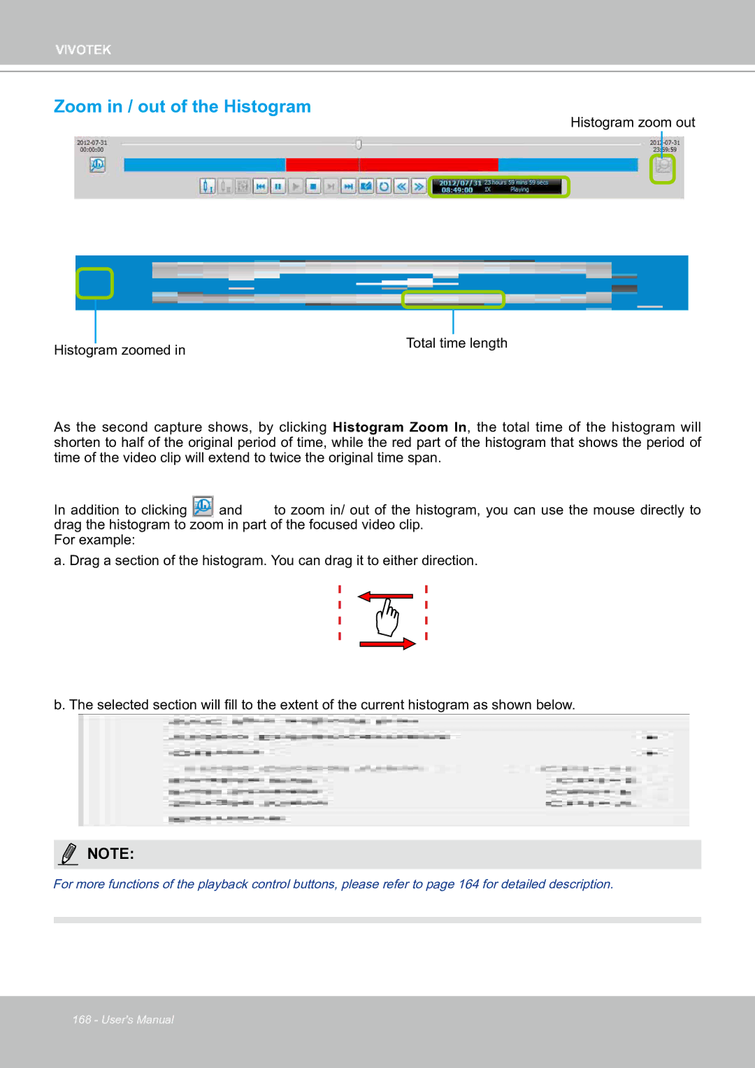 Vivotek ND8301 user manual Zoom in / out of the Histogram 