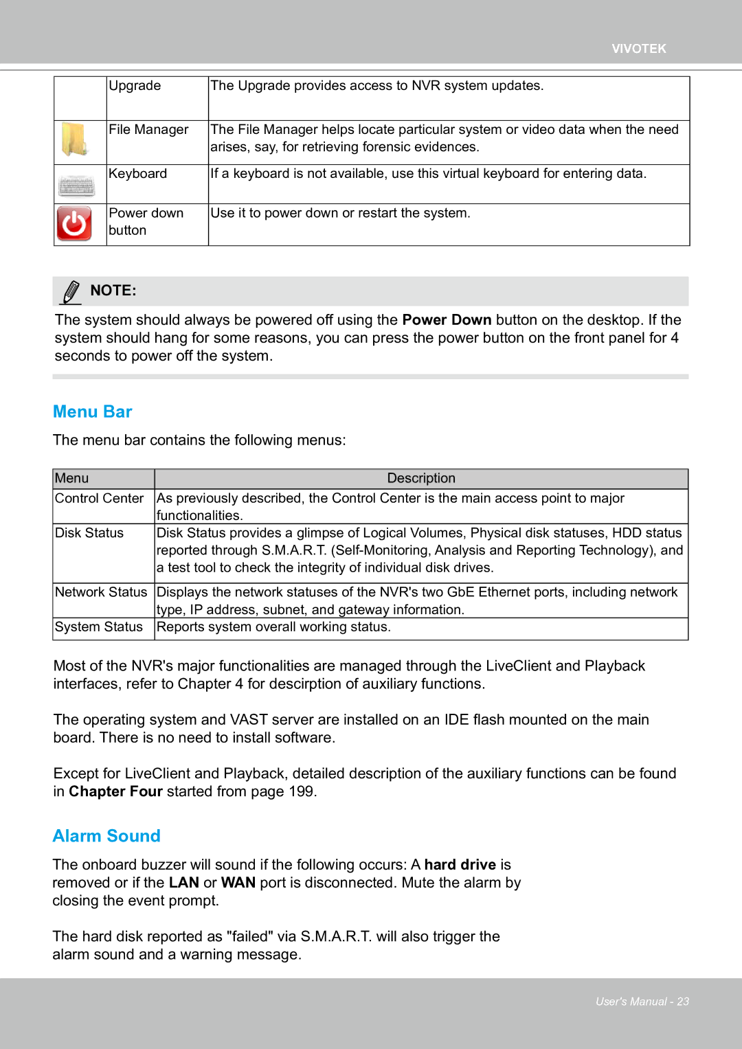 Vivotek ND8301 user manual Menu Bar, Alarm Sound 