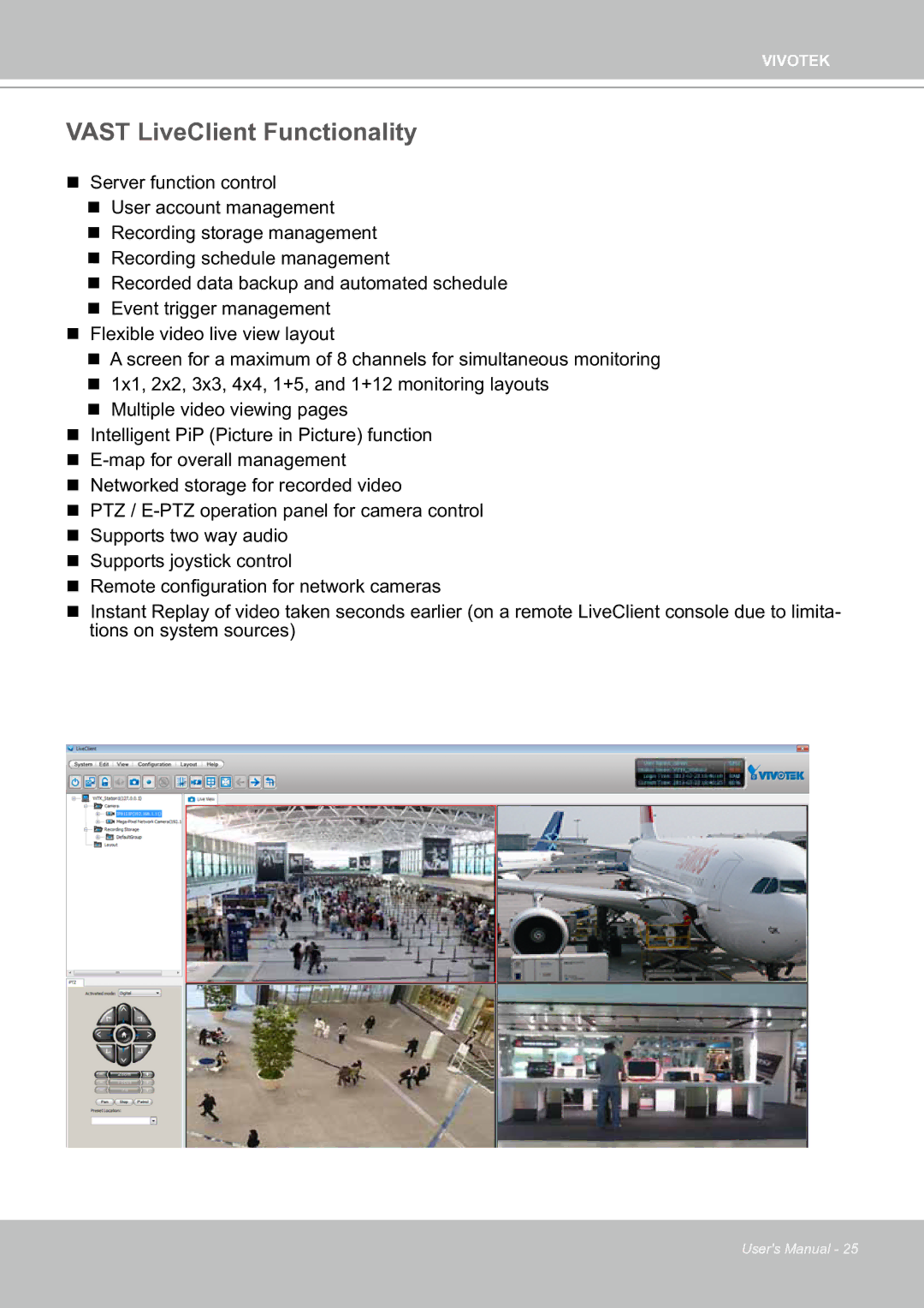 Vivotek ND8301 user manual Vast LiveClient Functionality 