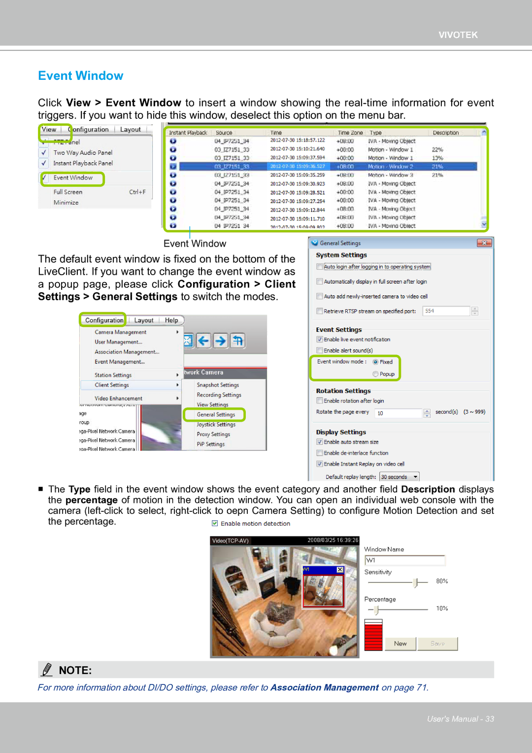 Vivotek ND8301 user manual Event Window 