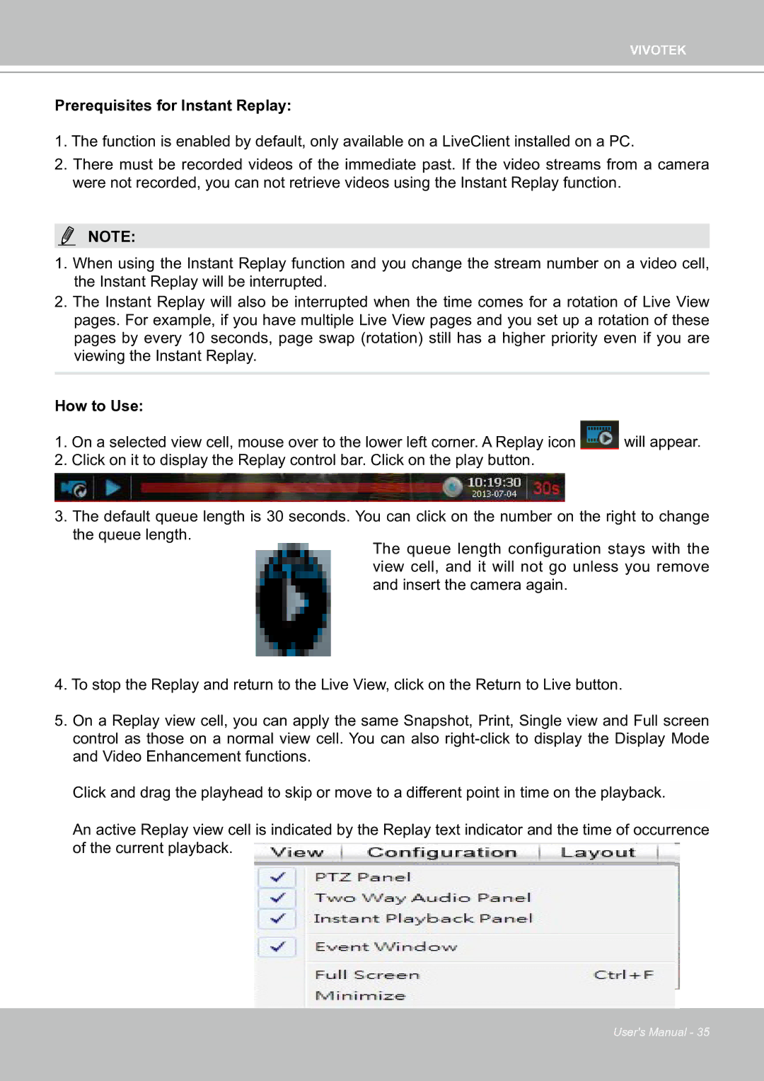 Vivotek ND8301 user manual Prerequisites for Instant Replay 