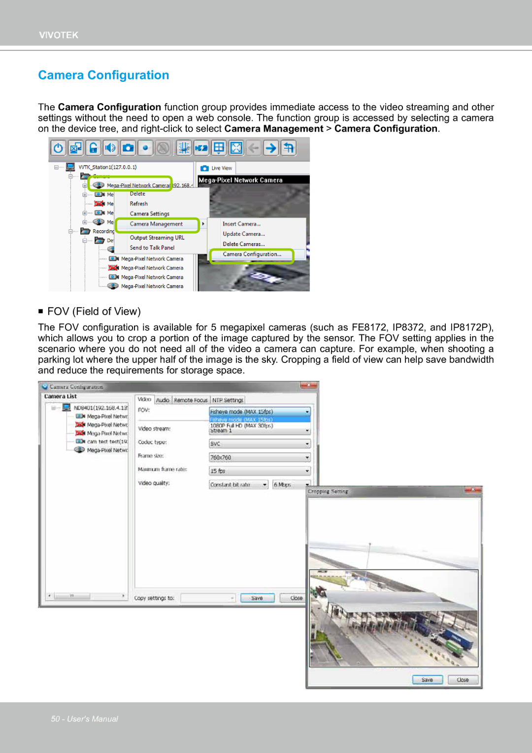 Vivotek ND8301 user manual Camera Configuration,  FOV Field of View 